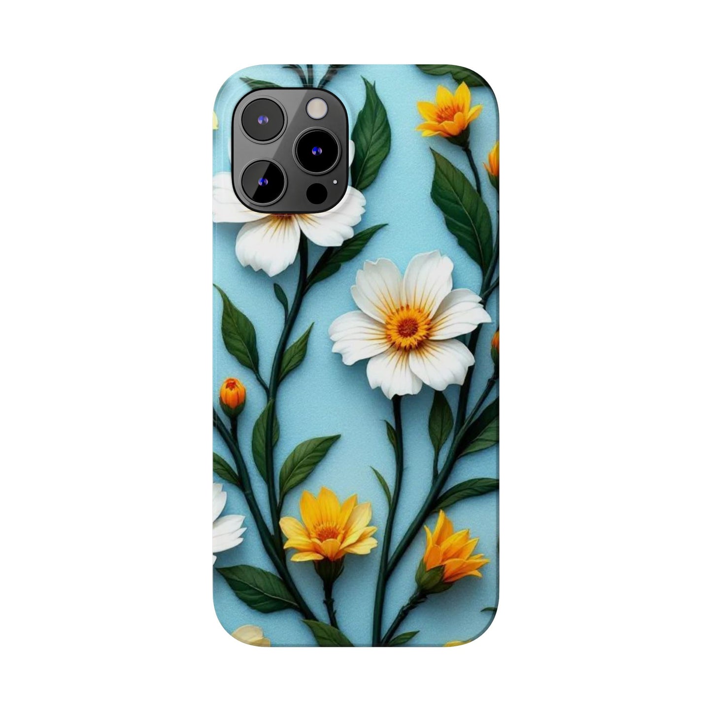 Floral Slim Phone Case - Colorful Flower Design, Elegant Phone Cover, Spring Accessories, Gift Idea for Her, Trendy Cell Phone Case