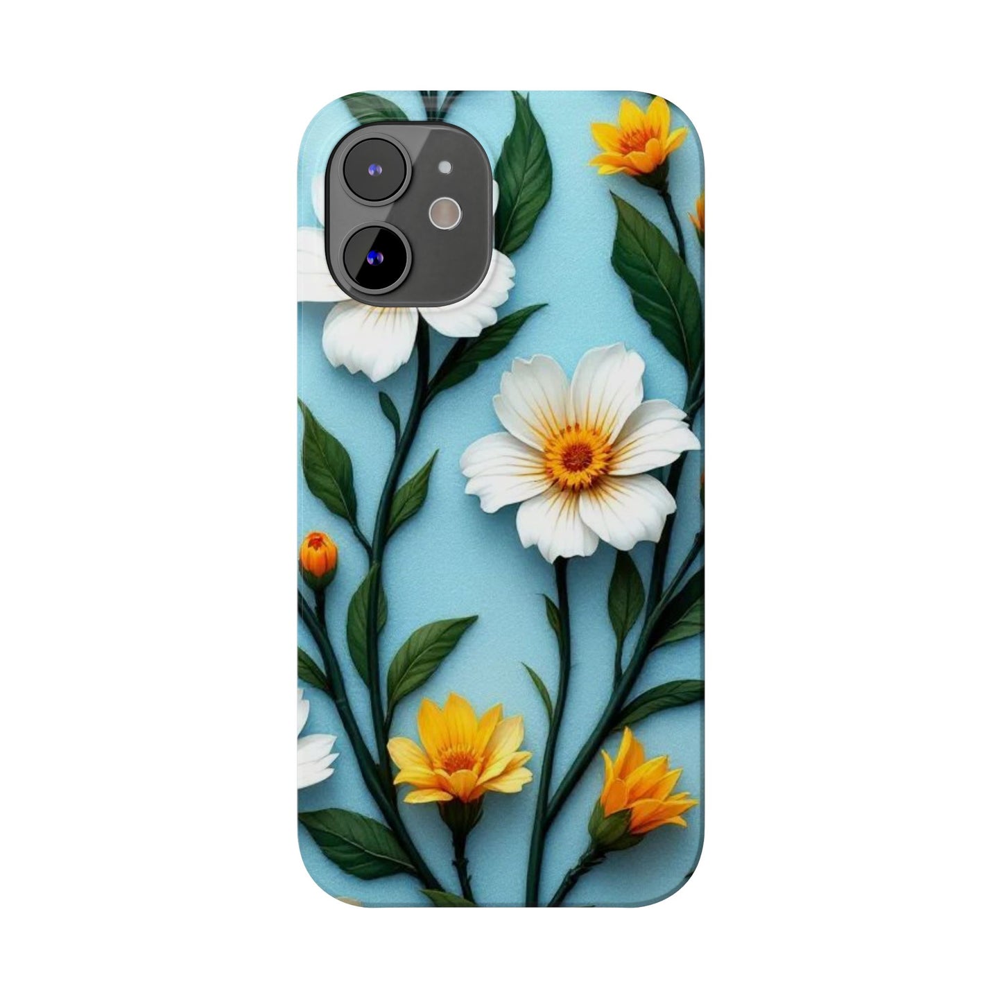 Floral Slim Phone Case - Colorful Flower Design, Elegant Phone Cover, Spring Accessories, Gift Idea for Her, Trendy Cell Phone Case
