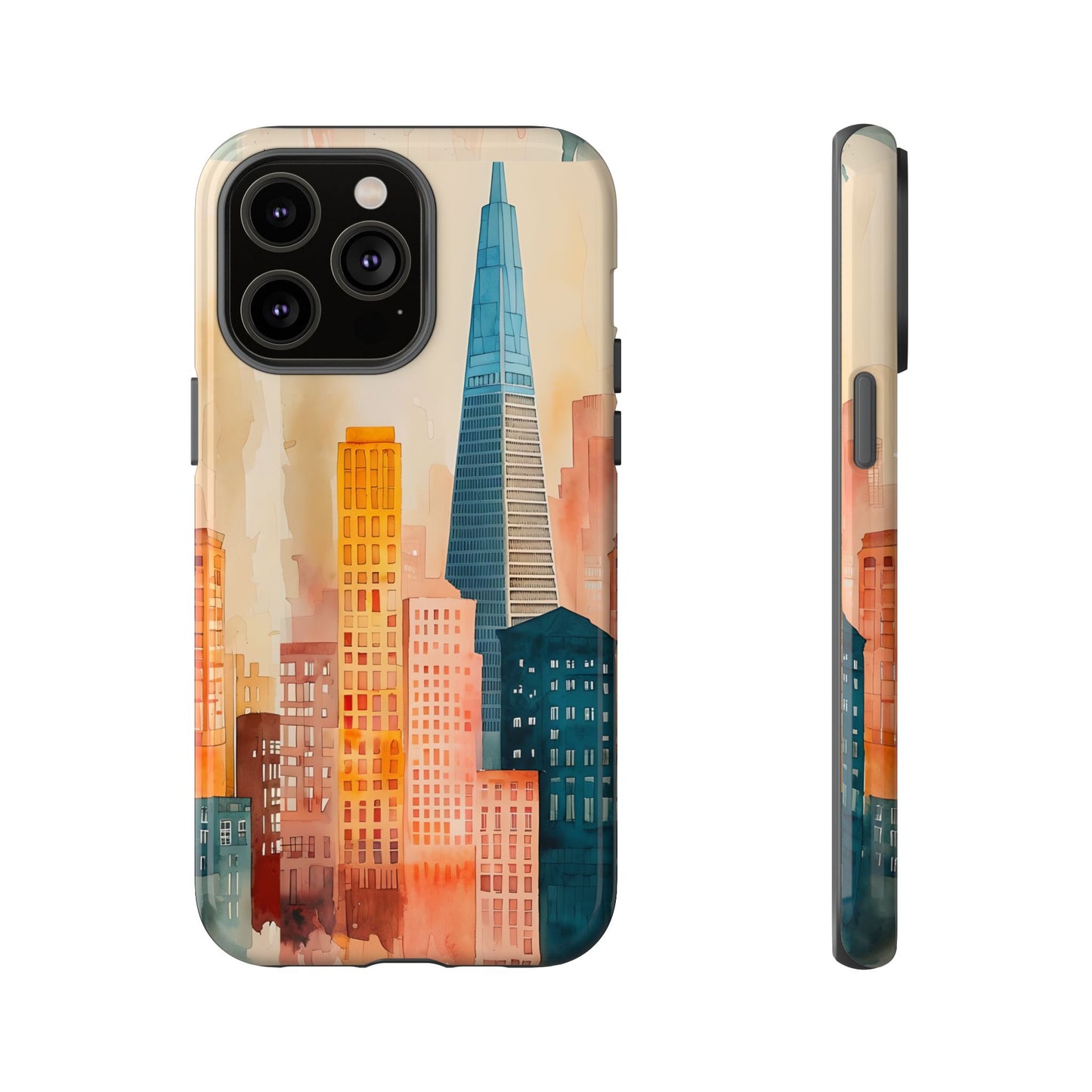 San Francisco Cityscape Tough Phone Case - Tropical Skyline Aesthetic, Sunset Beach Urban Art, Compatible with iPhone, Galaxy, and Google