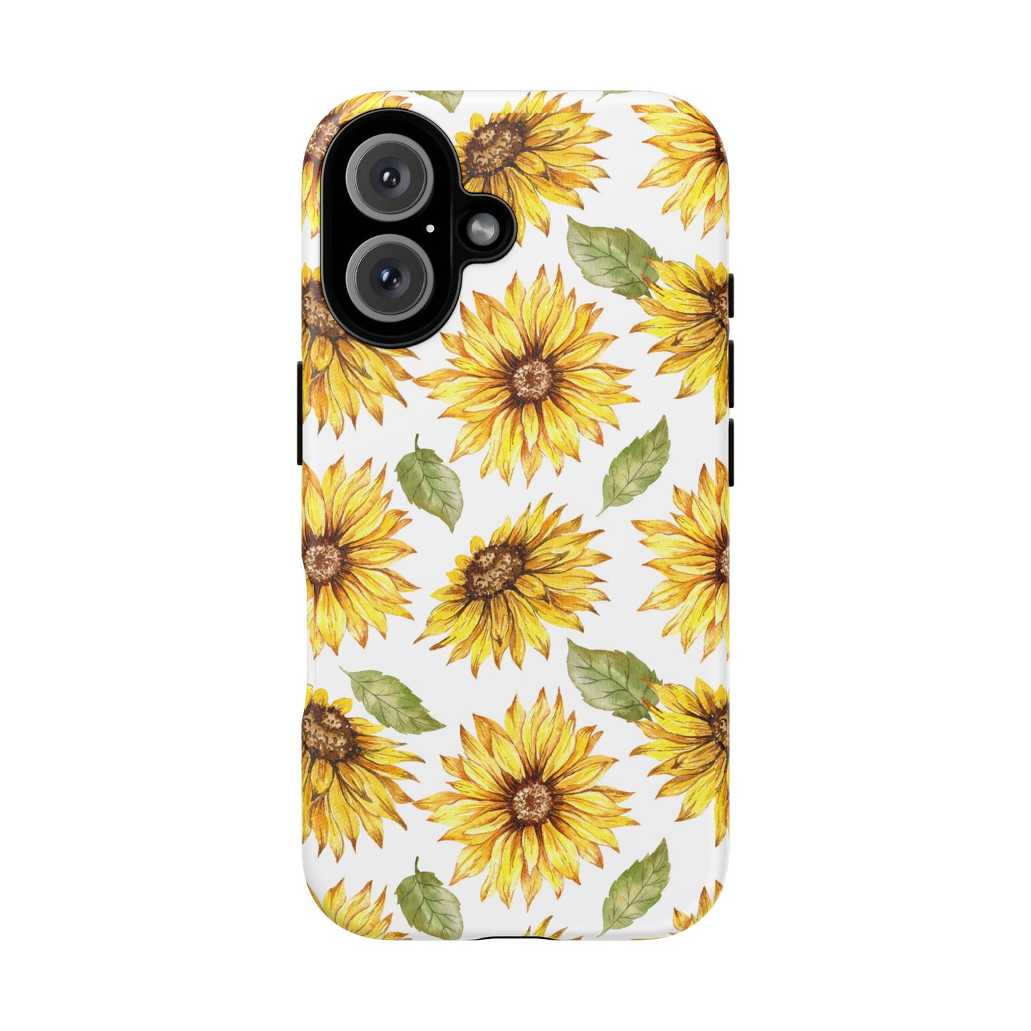 Sunflower Floral Tough Phone Case - Watercolor Botanical Print, Bright Nature Aesthetic, Compatible with iPhone, Galaxy, and Google Phones