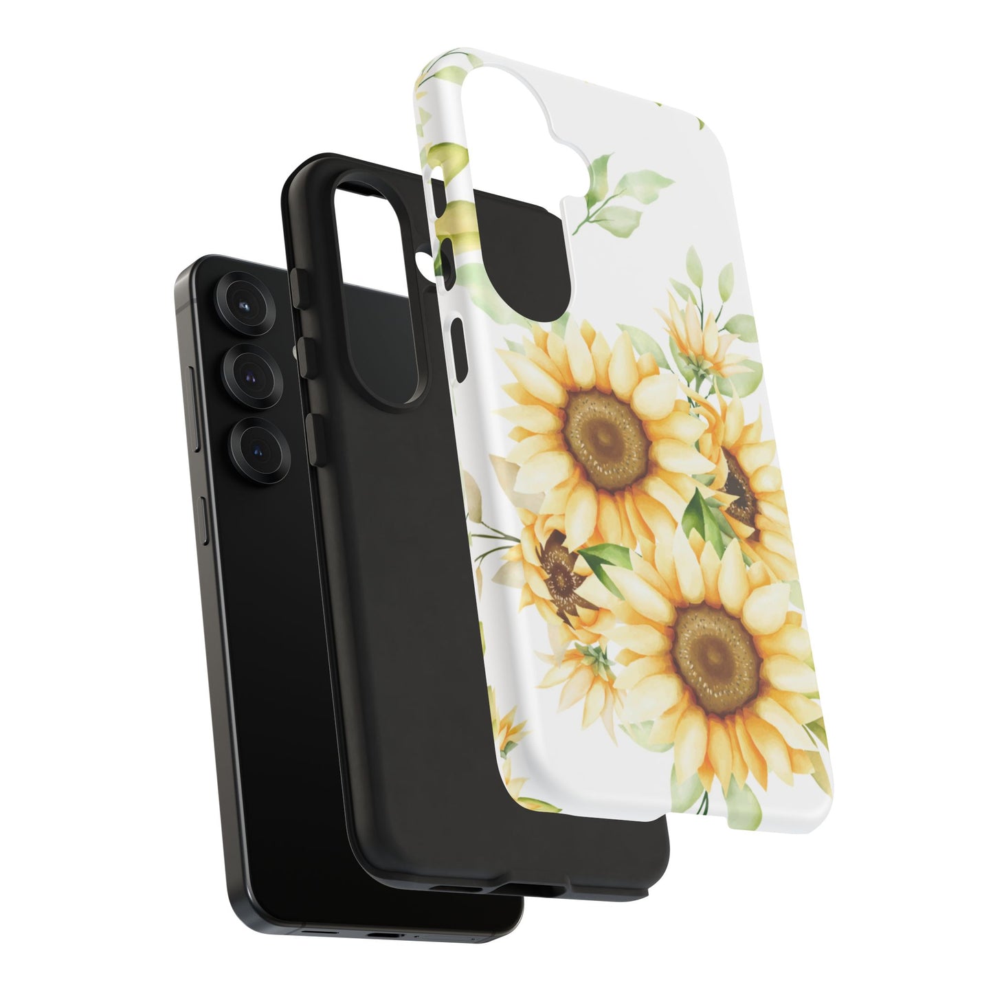 Sunflower Floral Tough Phone Case - Watercolor Botanical Art, Bright Nature Aesthetic, Compatible with iPhone, Galaxy, and Google Phones