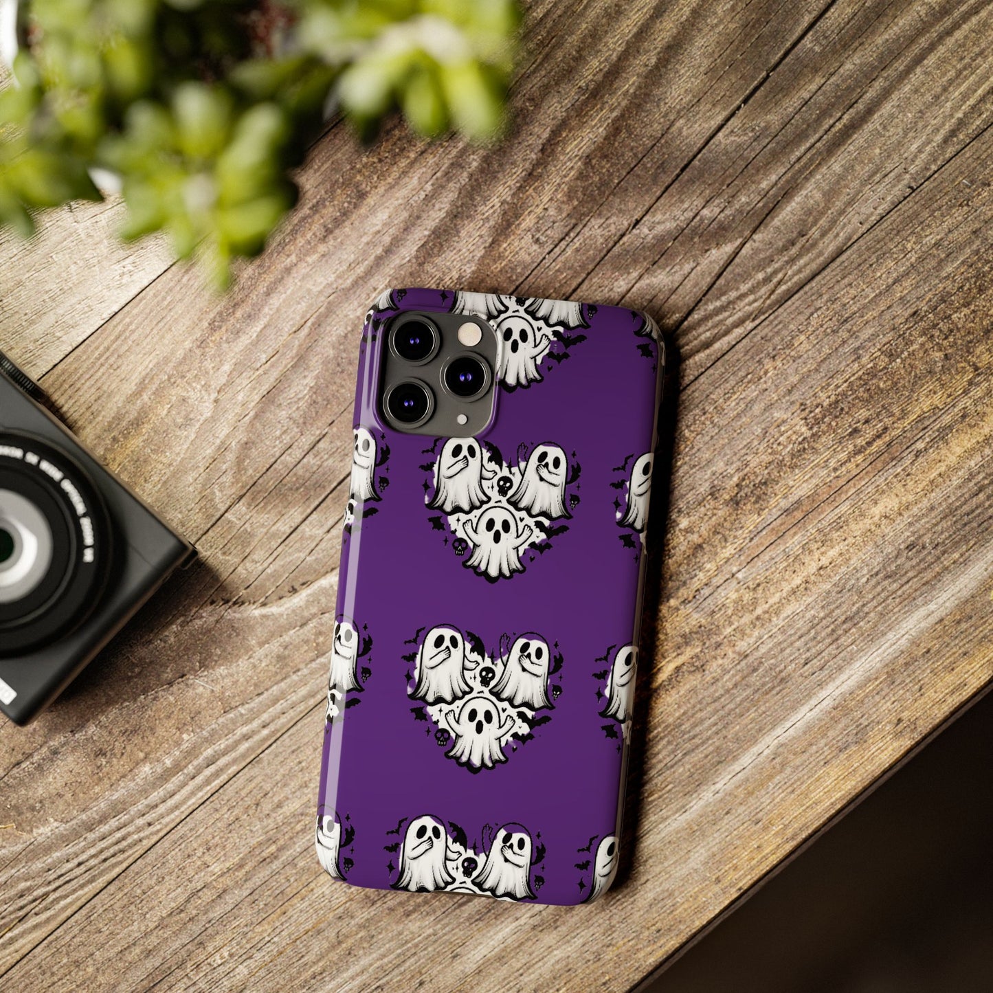 Cute Ghost Heart Slim Phone Case, Creepy Cute Spooky Heart Print, Goth Coquette Aesthetic Spooky Accessories, Halloween Gift Case
