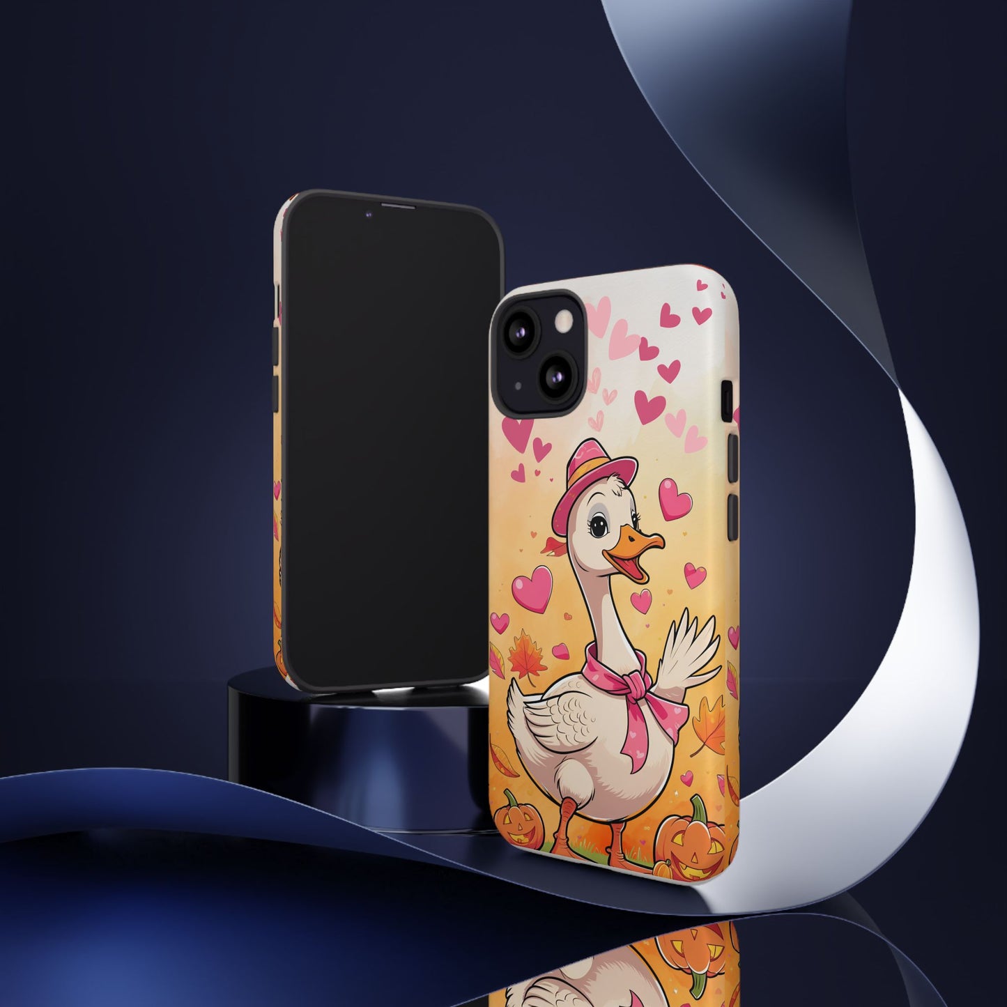 Summerween Silly Goose Phone Case, Coquette Halloween Phone Cover, Cozy Cute Halloween Aesthetic Case, Pink Hearts Fall Glam Girl Accessory