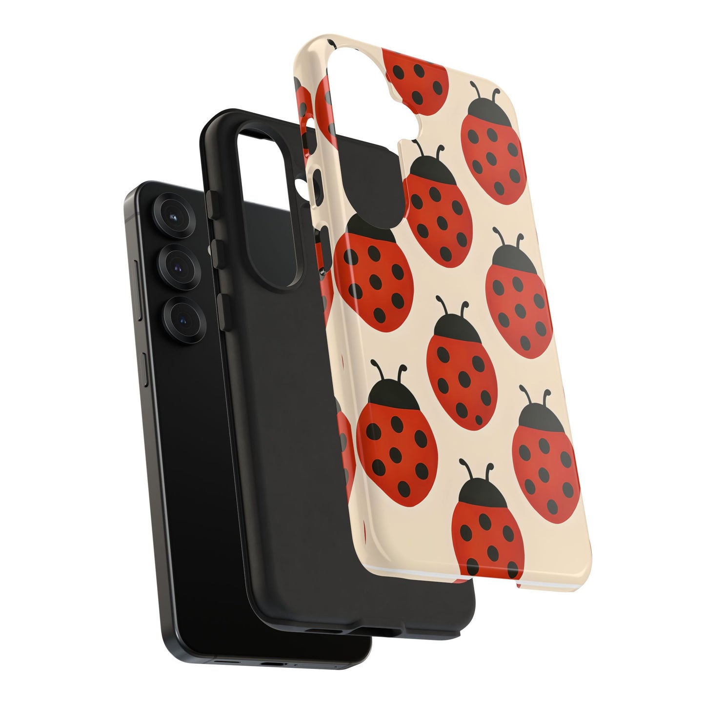 Cute Ladybug Tough Phone Case - Red and Black Insect Pattern, Nature-Inspired Design, Compatible with iPhone, Galaxy, and Google Phones