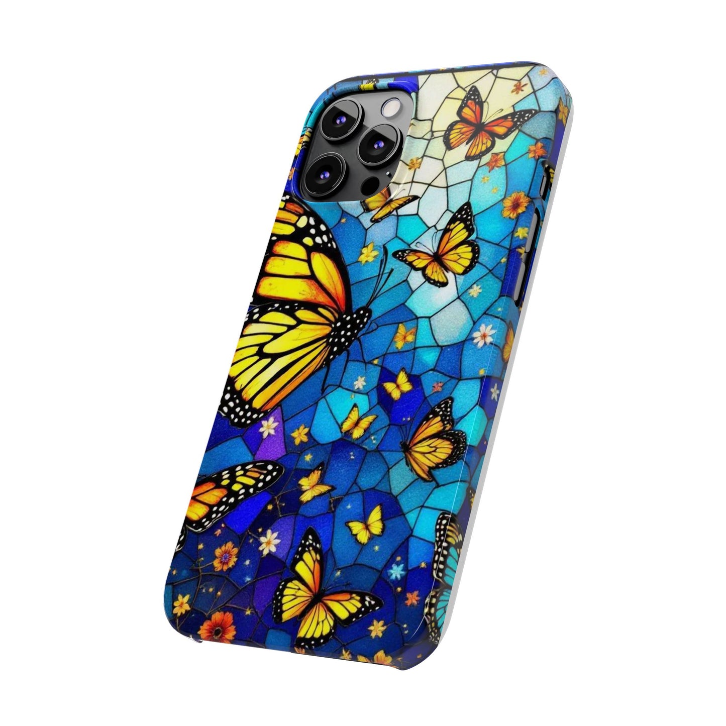 Butterfly Garden Slim Phone Case - Colorful Floral Design, Gift for Nature Lovers, Birthday Surprise, Eco-Friendly, Summer Vibes