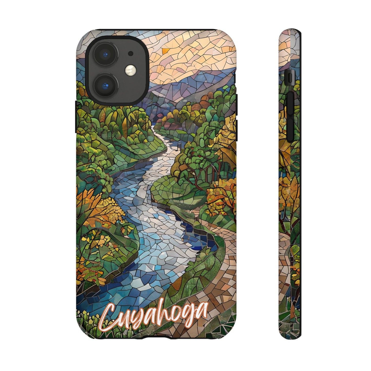 Cuyahoga Valley Mosaic Tough Phone Case - Midwest Forest Art, Scenic Nature Aesthetic, Compatible with iPhone, Galaxy, and Google Phones