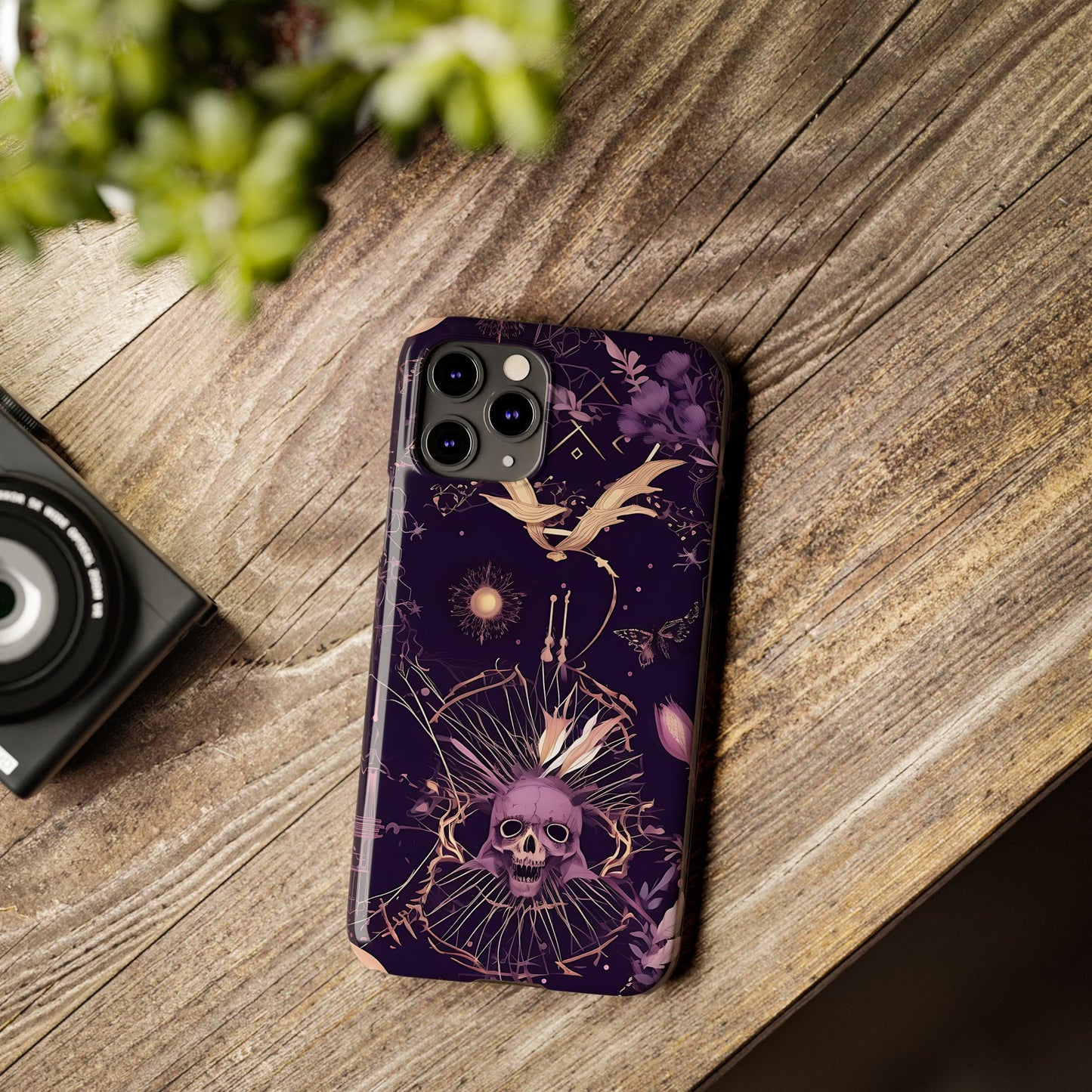 Gothic Floral Slim Phone Cases, Ghostly Style Mobile Cover, Dark Aesthetic Gift, Unique Protective Case, Perfect for Halloween