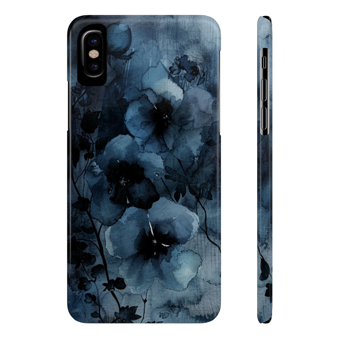 Elegant Floral Slim Phone Cases | Trendy Phone Cover, Blue Flower Design, Gift for Her, Stylish Mobile Case, Floral Accessories