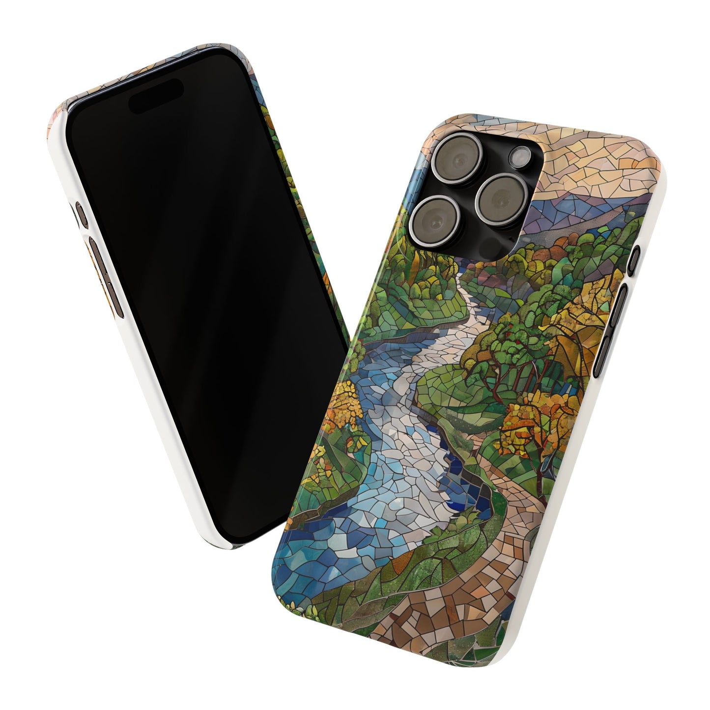 Cuyahoga Valley Mosaic Slim Phone Case, Midwest Forest Art, Scenic Nature Aesthetic, Unique Gift for Nature Lovers