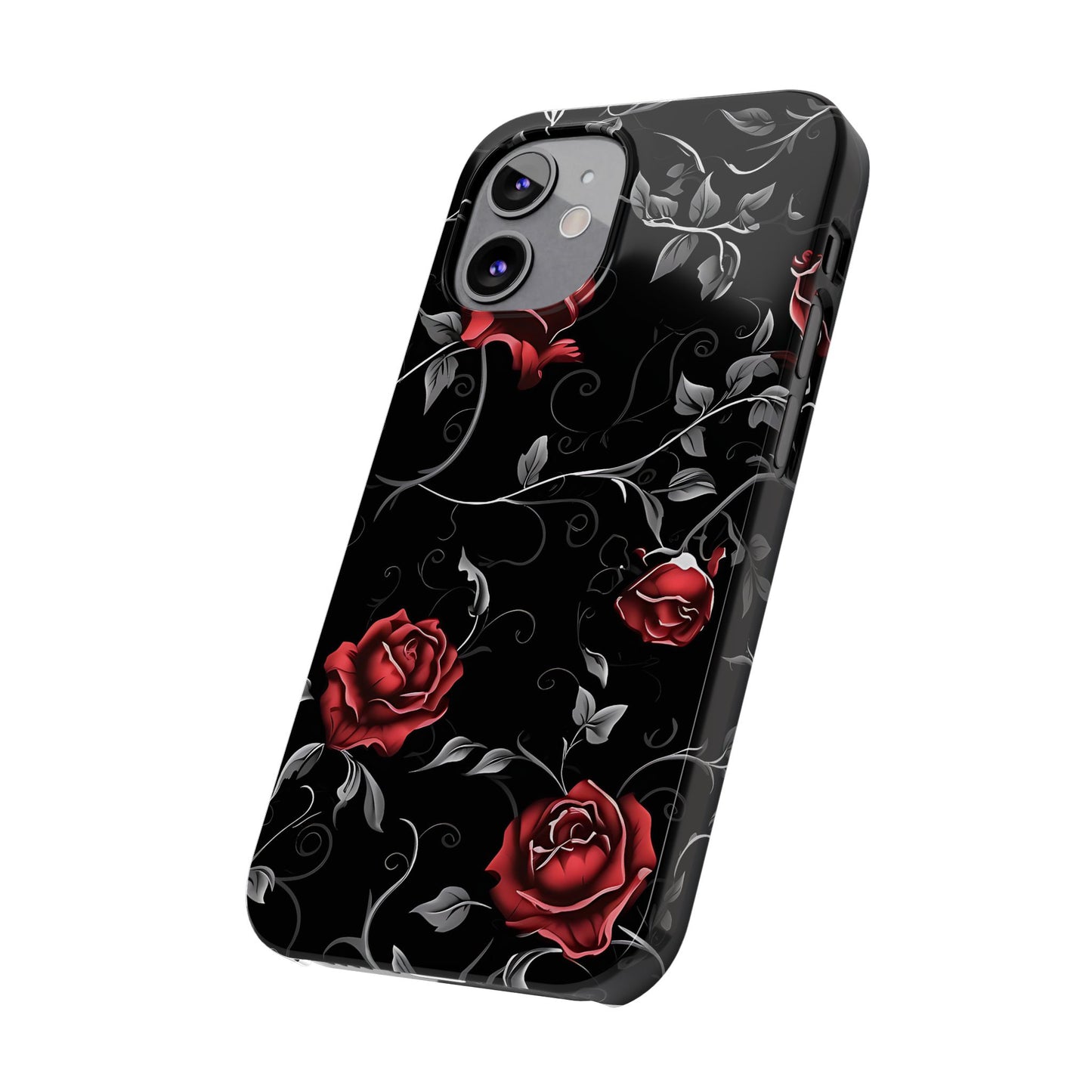 Elegant Floral Slim Phone Cases, Gothic Style Case, Rose Design Cover, Unique Gift for Her, Phone Accessories, Modern Chic