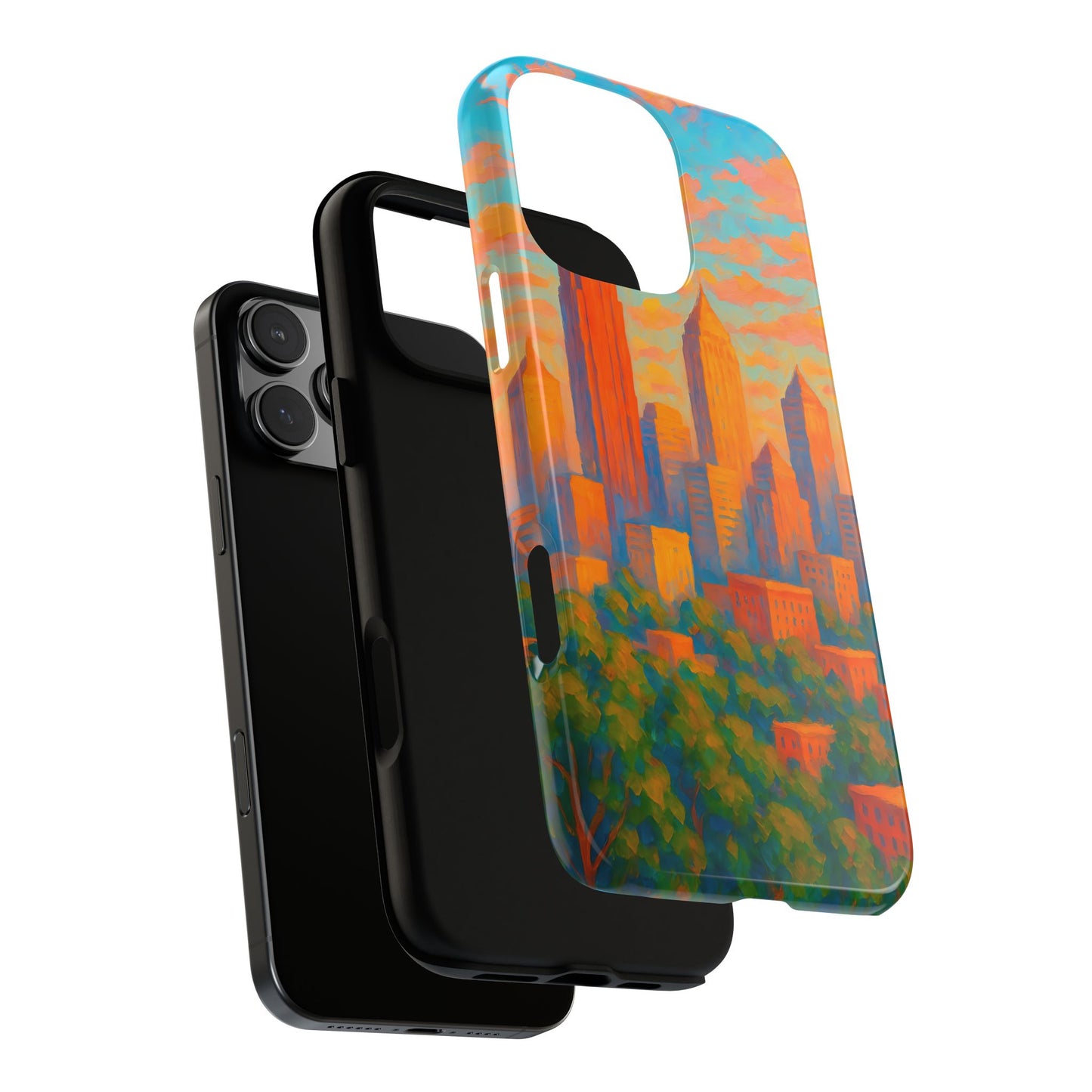 Cityscape Tough Phone Case, Atlanta Skyline Phone Cover, Sunset Glow Design Compatible with iPhone, Galaxy & Google