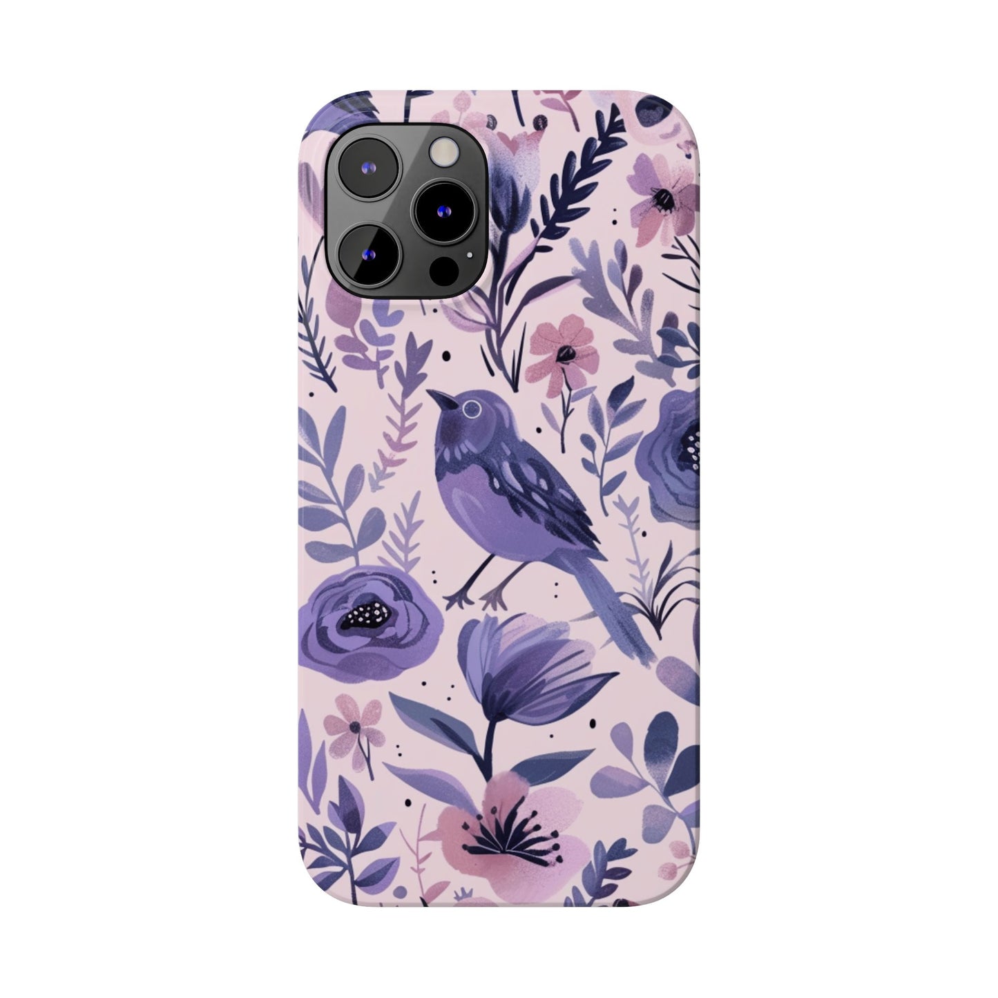 Floral Bird Slim Phone Case, Elegant Phone Cover, Cute Gift for Bird Lovers, Spring Vibes, Nature-Inspired