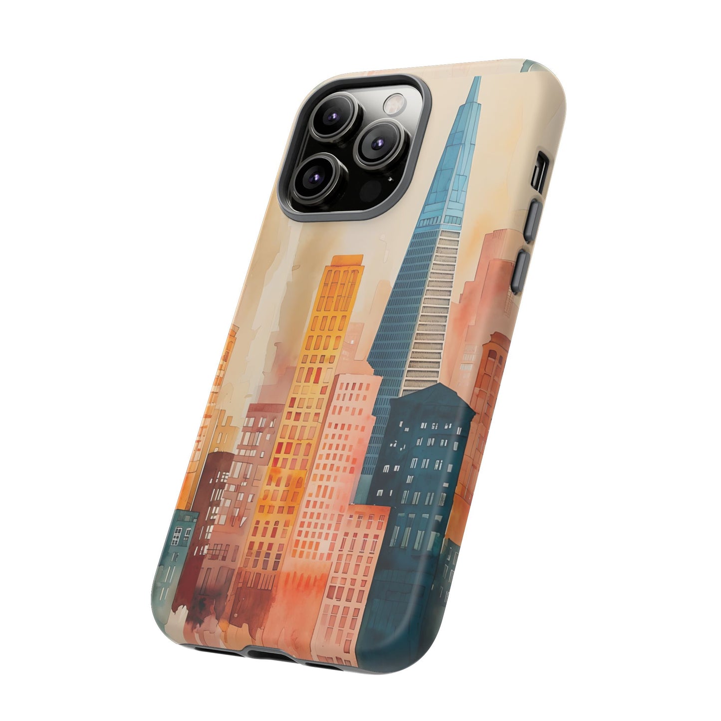San Francisco Cityscape Tough Phone Case - Tropical Skyline Aesthetic, Sunset Beach Urban Art, Compatible with iPhone, Galaxy, and Google