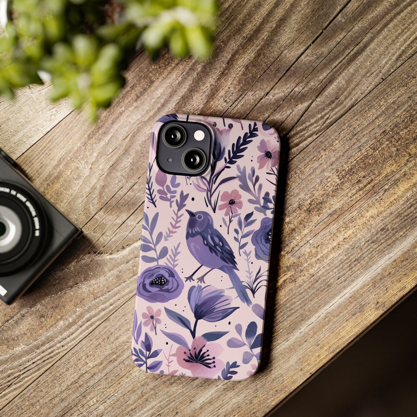 Floral Bird Slim Phone Case, Elegant Phone Cover, Cute Gift for Bird Lovers, Spring Vibes, Nature-Inspired