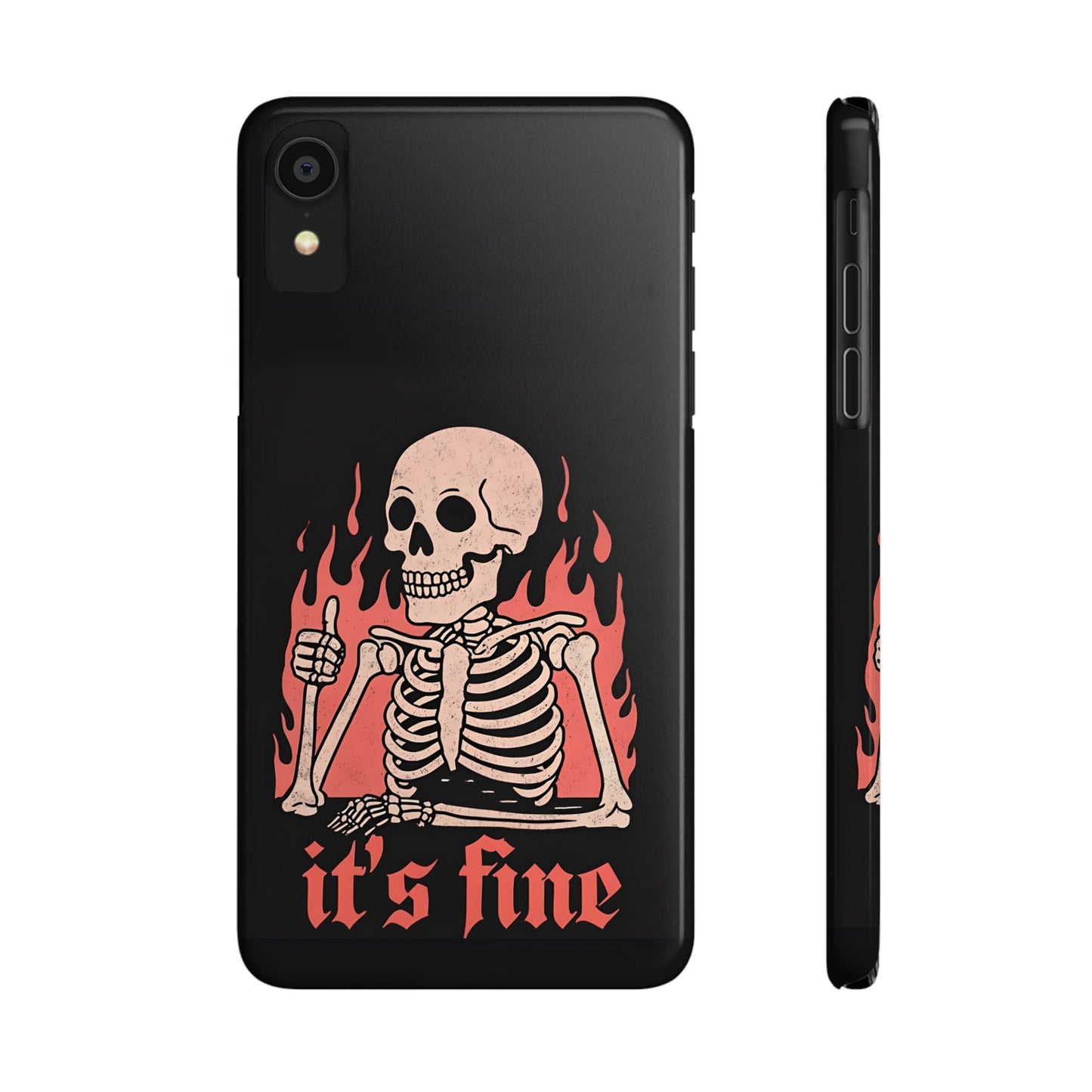 Skeleton It's Fine Phone Case, Slim Phone Cover, Halloween Gift, Gothic Style, Quirky Phone Accessories, Unique Slim Cases
