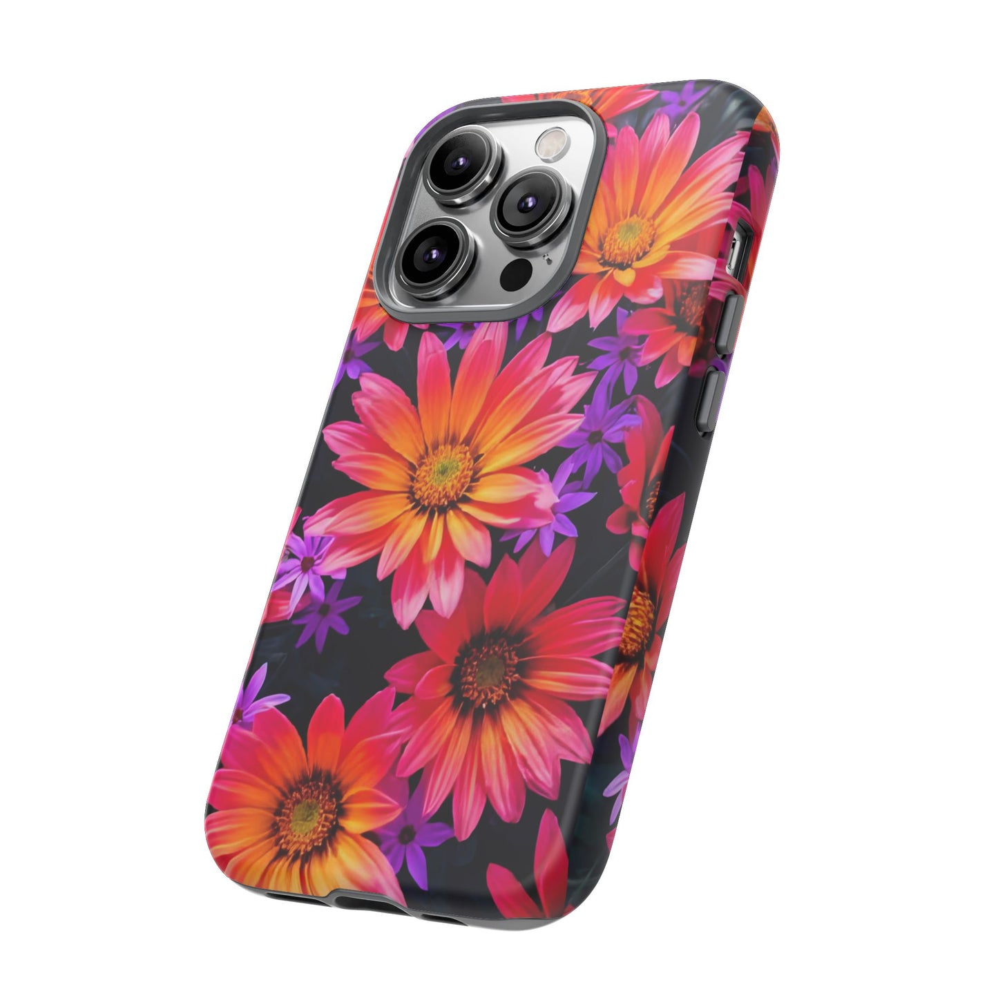Bold Garden Flower Tough Phone Case - Colorful Floral Print, Bright Botanical Aesthetic, Compatible with iPhone, Galaxy, and Google Phones