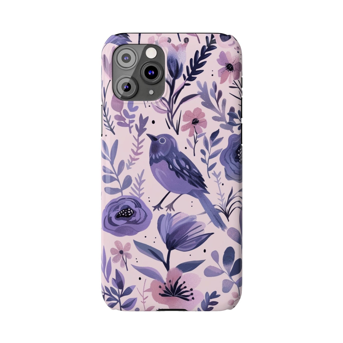 Floral Bird Slim Phone Case, Elegant Phone Cover, Cute Gift for Bird Lovers, Spring Vibes, Nature-Inspired