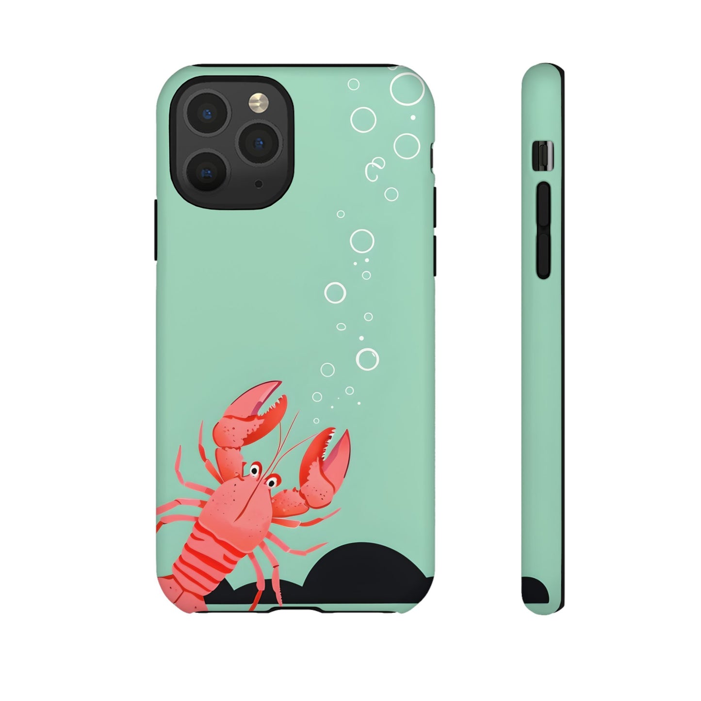 Whimsical Lobster Phone Case - Funny Sea Creature Tough Case Gift - Sea Foam Green Ocean Design - Compatible with iPhone Galaxy Google