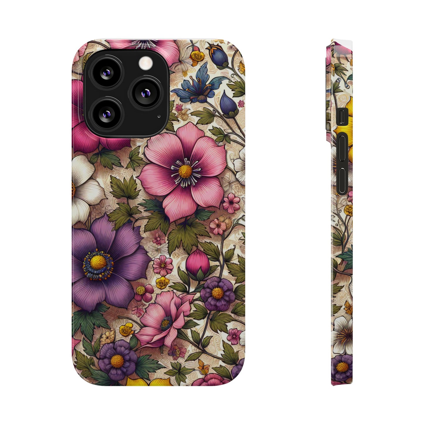 Floral Slim Phone Case - Vibrant Flower Design, Unique Floral iPhone Cover, Flower Phone Case, Gift for Her, Stylish Accessories