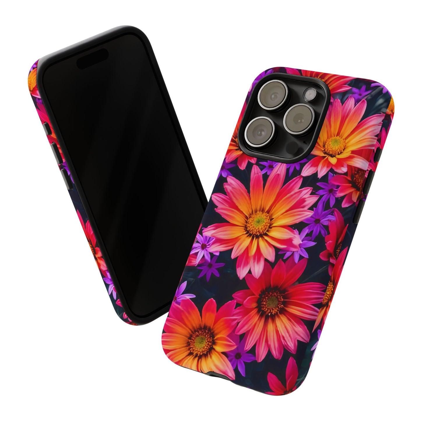Bold Garden Flower Tough Phone Case - Colorful Floral Print, Bright Botanical Aesthetic, Compatible with iPhone, Galaxy, and Google Phones