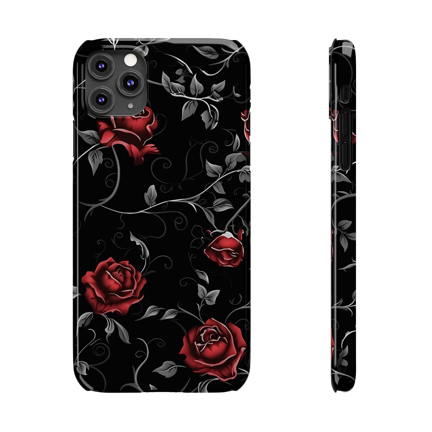 Elegant Floral Slim Phone Cases, Gothic Style Case, Rose Design Cover, Unique Gift for Her, Phone Accessories, Modern Chic