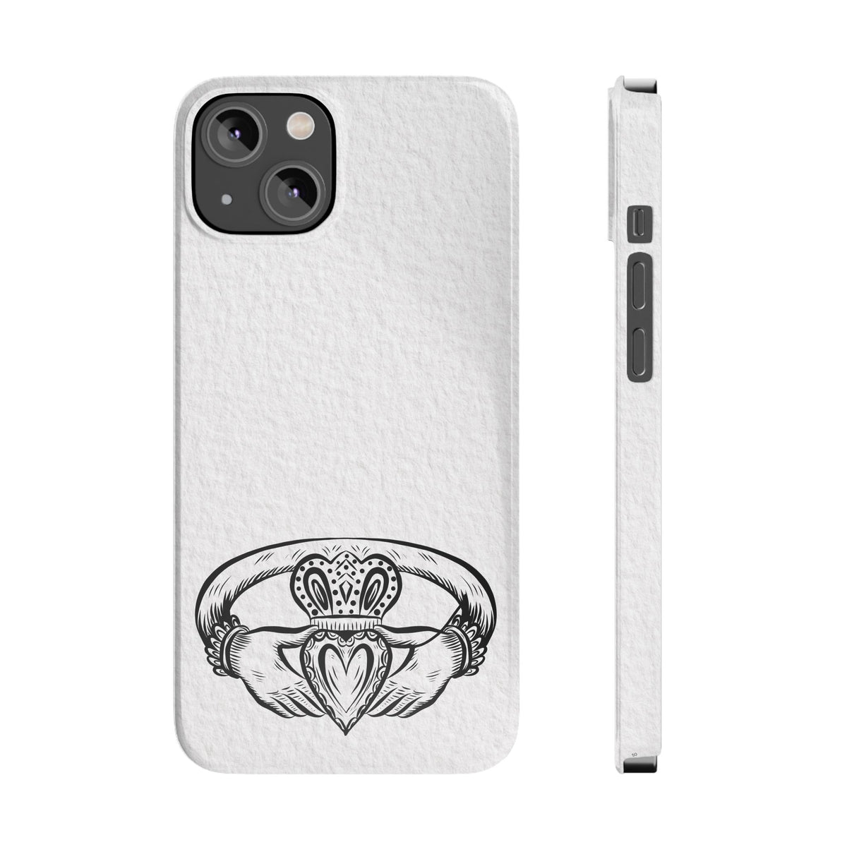 Claddagh Slim Phone Case Irish Symbol Ring Minimal Black White Design Love Loyalty Friendship Compatible with iPhone 17 16 15 14 13 12 11