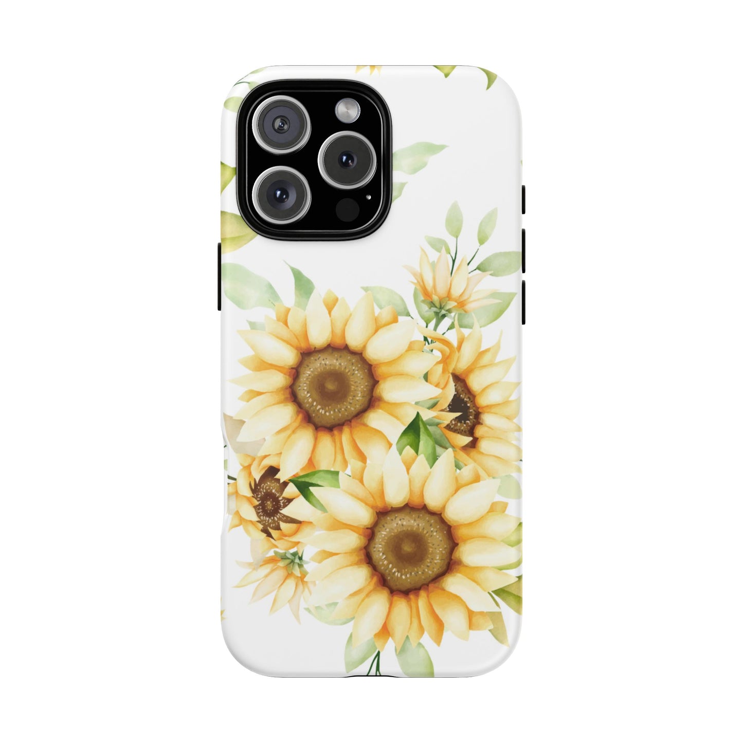 Sunflower Floral Tough Phone Case - Watercolor Botanical Art, Bright Nature Aesthetic, Compatible with iPhone, Galaxy, and Google Phones