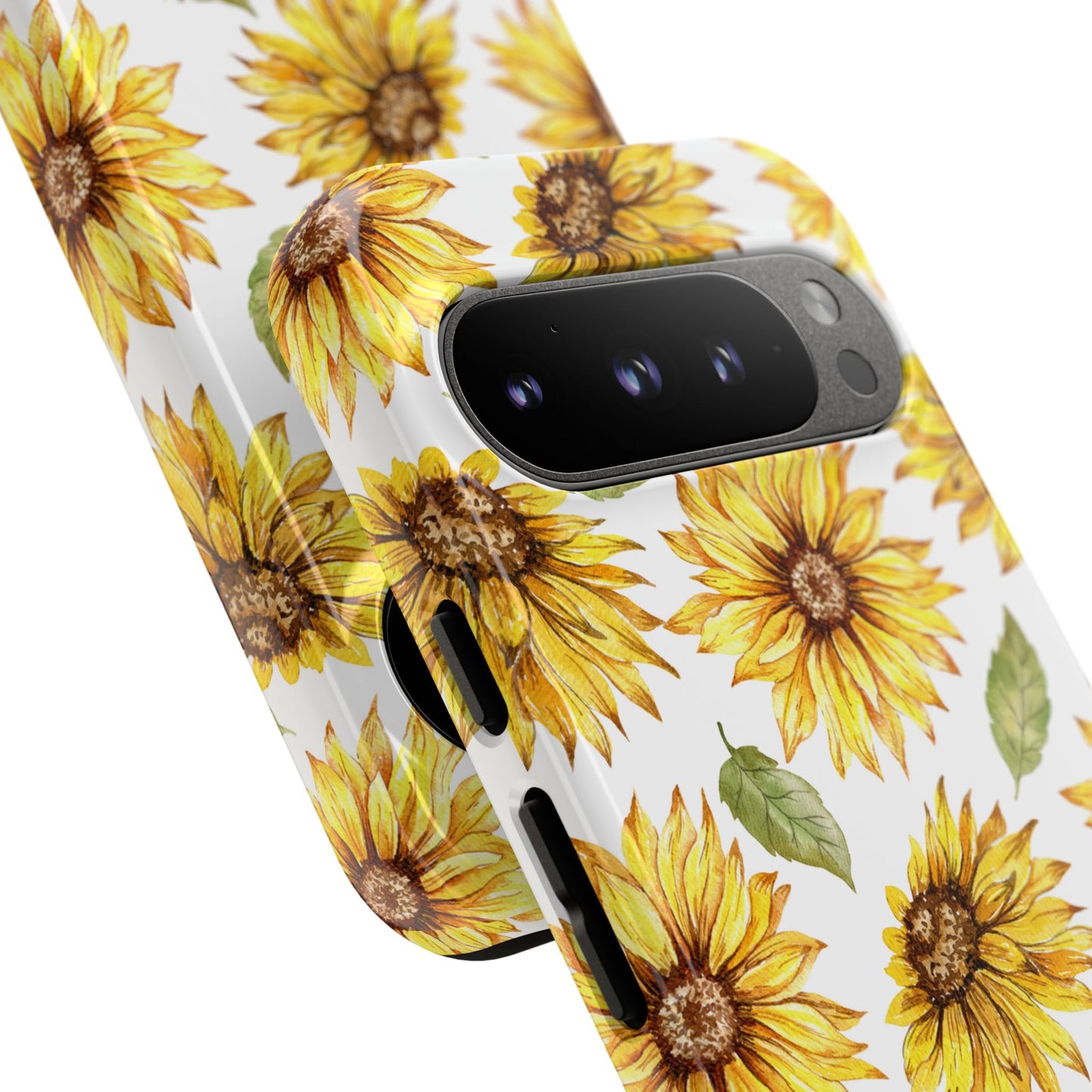 Sunflower Floral Tough Phone Case - Watercolor Botanical Print, Bright Nature Aesthetic, Compatible with iPhone, Galaxy, and Google Phones