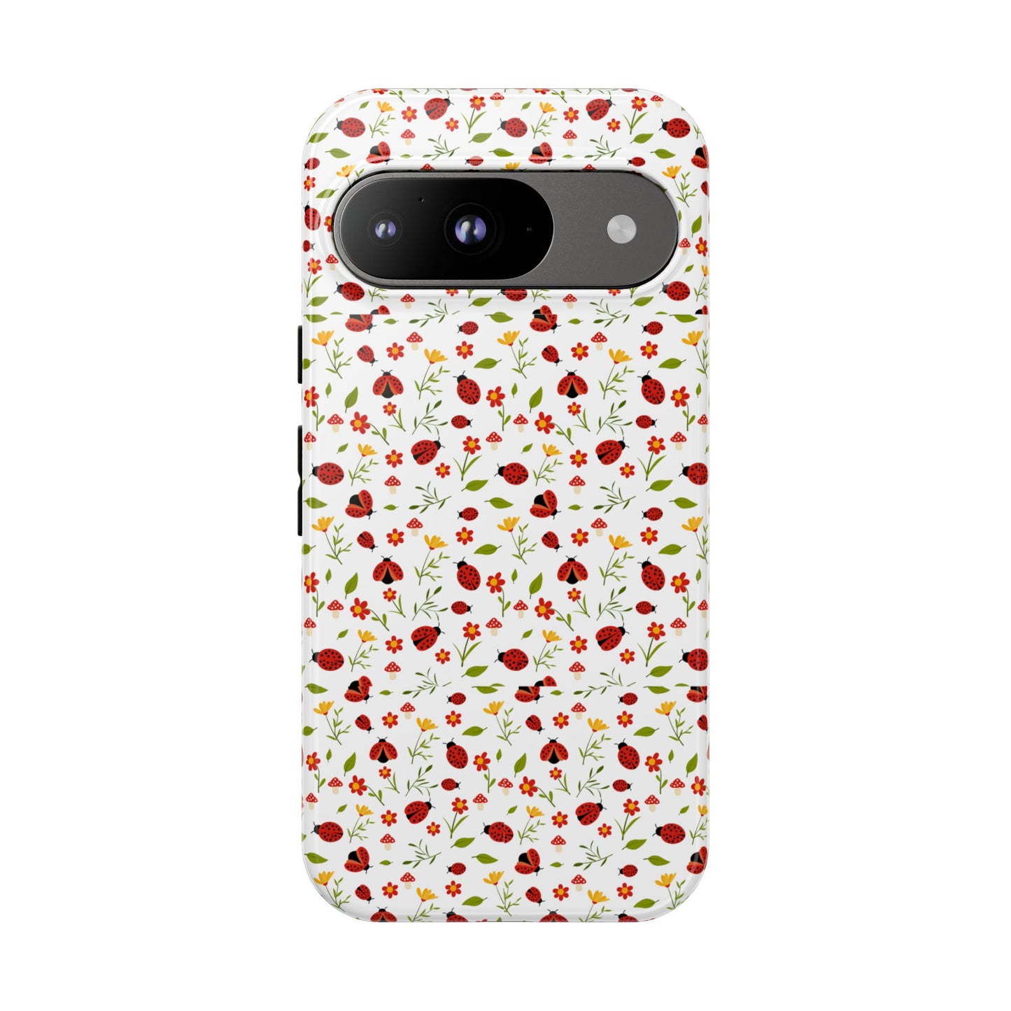 Ladybug Tough Phone Case - Cute Insect Aesthetic, Nature-Inspired Pattern Art, Compatible with iPhone, Galaxy, and Google Phones