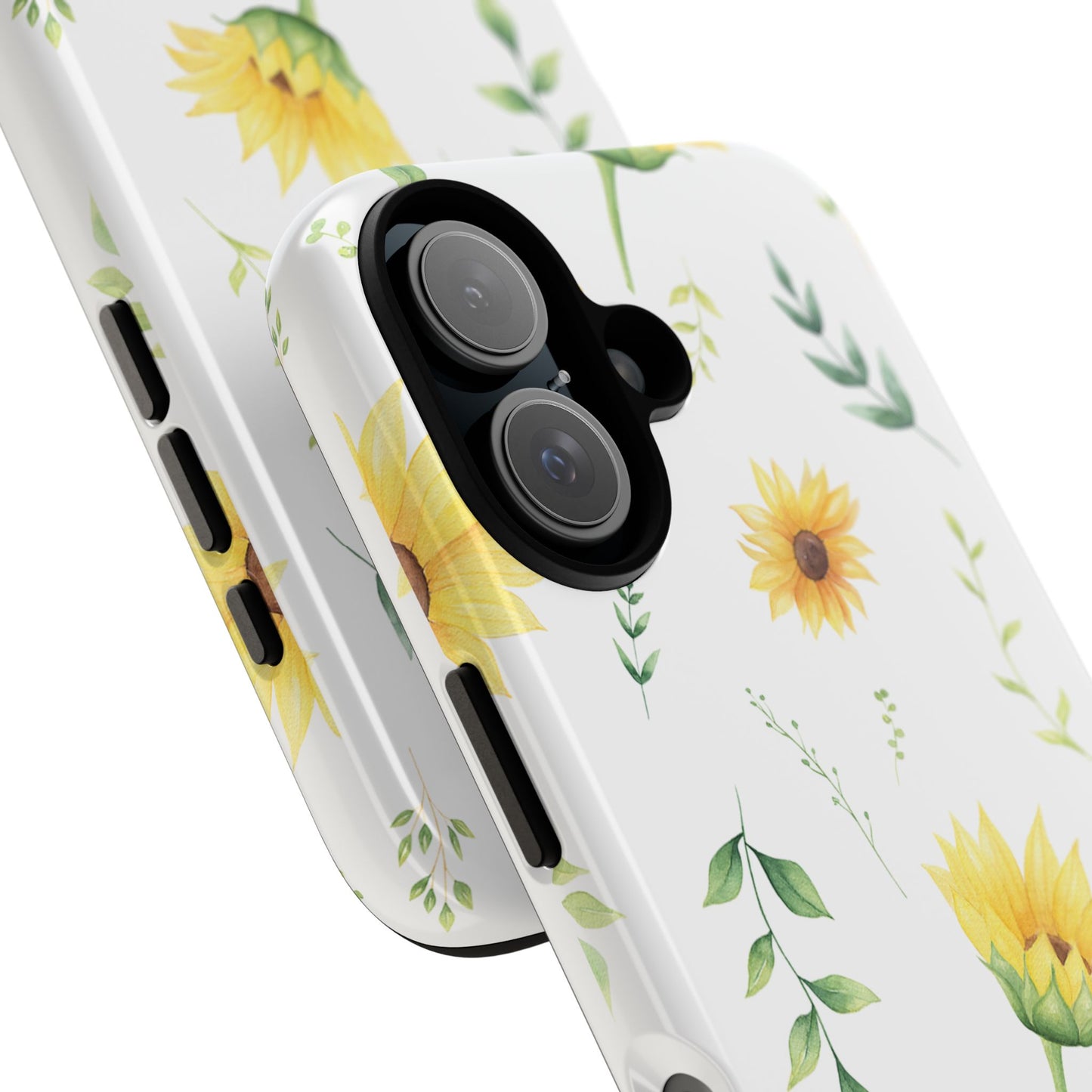 Sunflower Floral Tough Phone Case - Watercolor Botanical Print, Bright Nature Aesthetic, Compatible with iPhone, Galaxy, and Google Phones