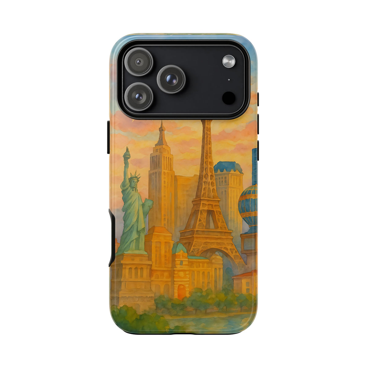 Cityscape Tough Phone Case, Las Vegas Strip Skyline Phone Cover Sunset Glow Design, Compatible with iPhone, Galaxy & Google