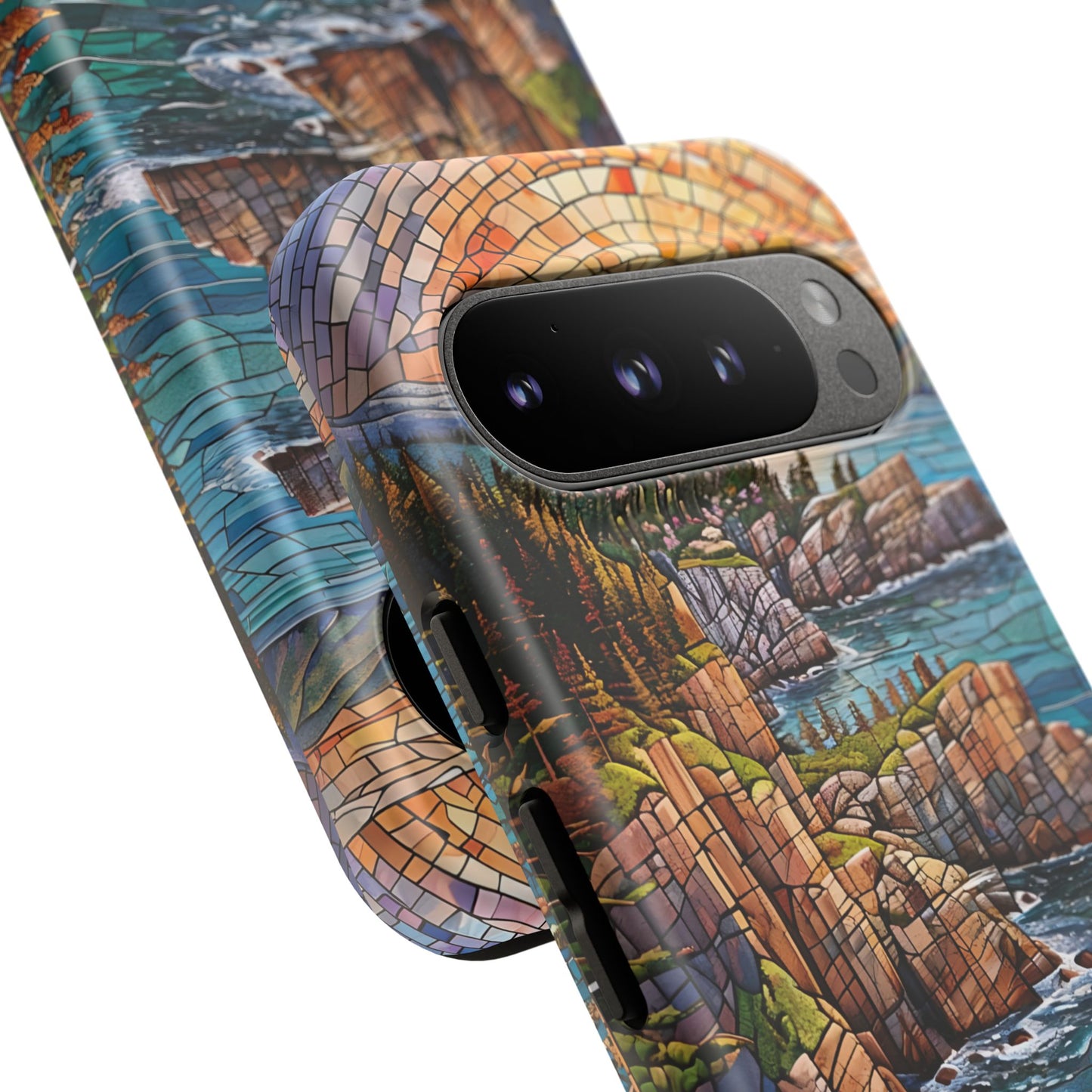 Acadia Mosaic Tough Phone Case - Northeastern Nature Art, Scenic Forest Aesthetic, Compatible with iPhone, Galaxy, and Google Phones