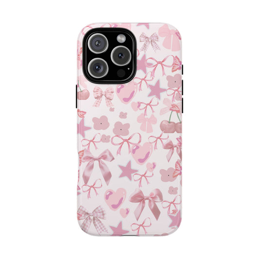 Messy Coquette Pink Bows Phone Case, Protective Phone Cover, Girly Accessories, Stylish Phone Protector, Cute Bow Design,