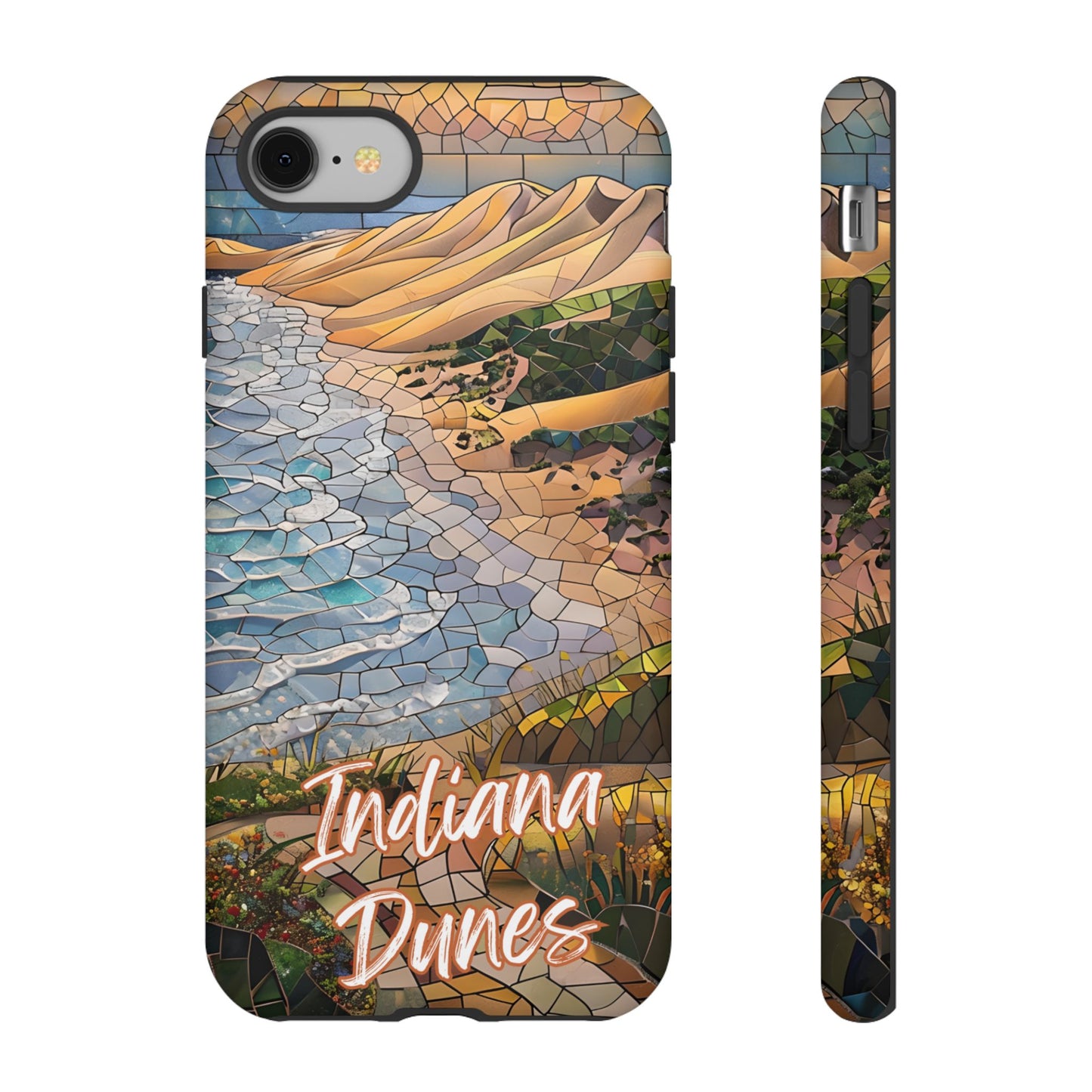 Indiana Dunes Mosaic Tough Phone Case - Lakeside Sand Dune Art, Midwest Nature Aesthetic, Compatible with iPhone, Galaxy, and Google Phones