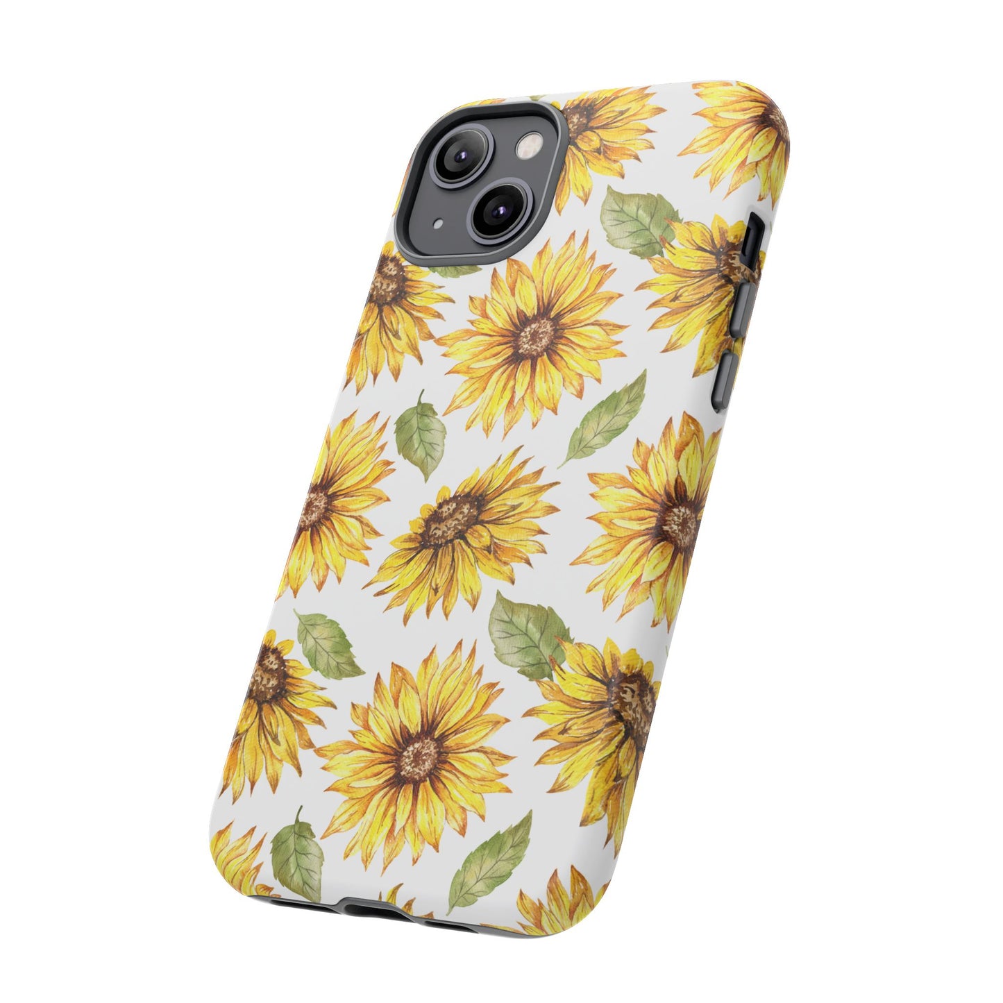 Sunflower Floral Tough Phone Case - Watercolor Botanical Print, Bright Nature Aesthetic, Compatible with iPhone, Galaxy, and Google Phones