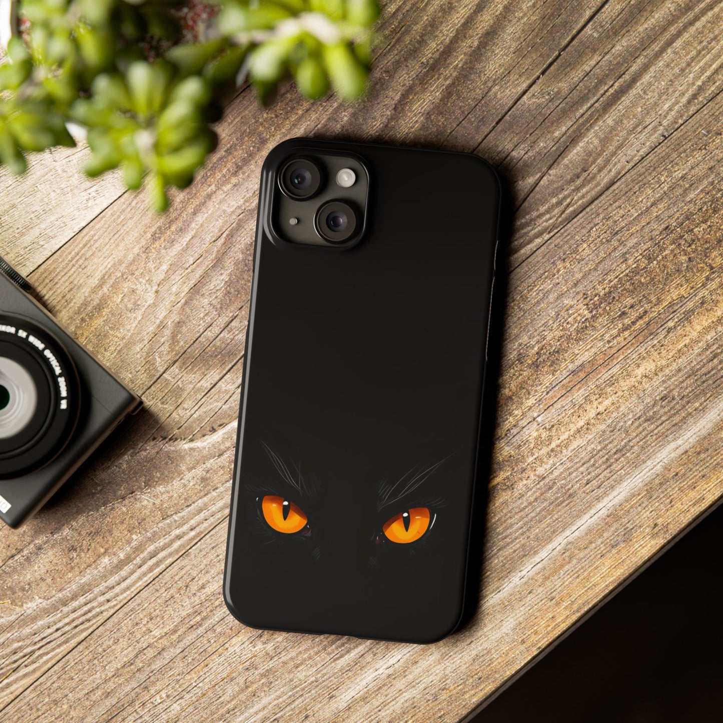 Black Cat Slim Phone Case - Gothic Halloween Aesthetic, Subtle Spookycore Aesthetic, Compatible with iPhone, Galaxy, and Google Phones