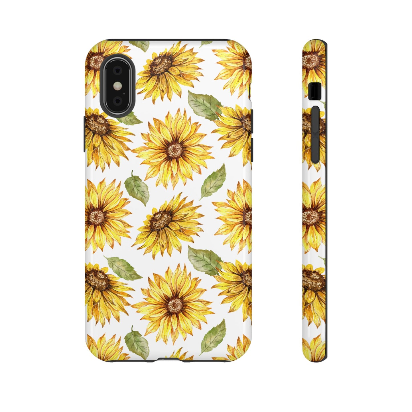 Sunflower Floral Tough Phone Case - Watercolor Botanical Print, Bright Nature Aesthetic, Compatible with iPhone, Galaxy, and Google Phones