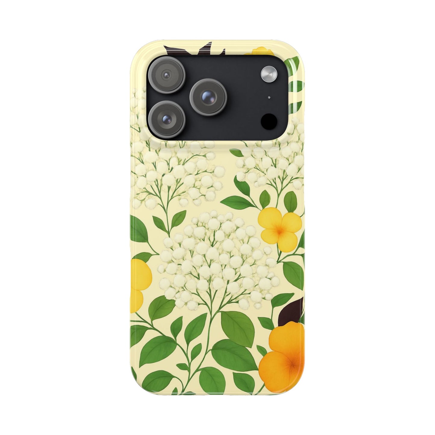 Delicate Floral Print Phone Case, Autumn Botanical Slim Phone Case, Aesthetic Flower Phone Cover Compatible with iPhone, Galaxy, Google