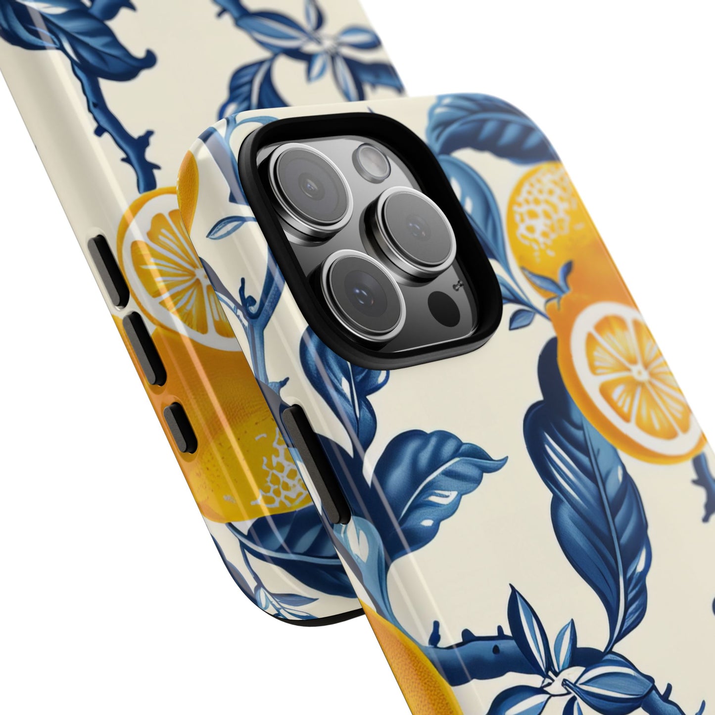 Chic Mediterranean Lemon Phone Case, Elegant Gift for Mom or Sister, Tough Case Compatible with iPhone 16 pro plus 15 14 13 12 11 10 9 8 X