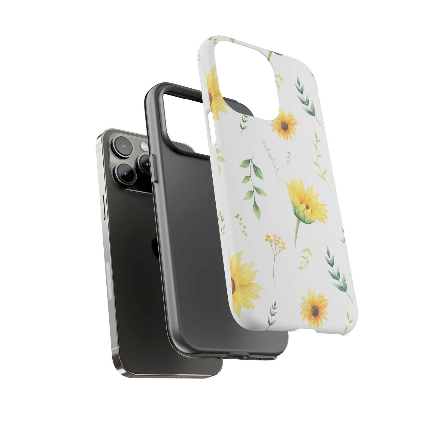 Sunflower Floral Tough Phone Case - Watercolor Botanical Print, Bright Nature Aesthetic, Compatible with iPhone, Galaxy, and Google Phones