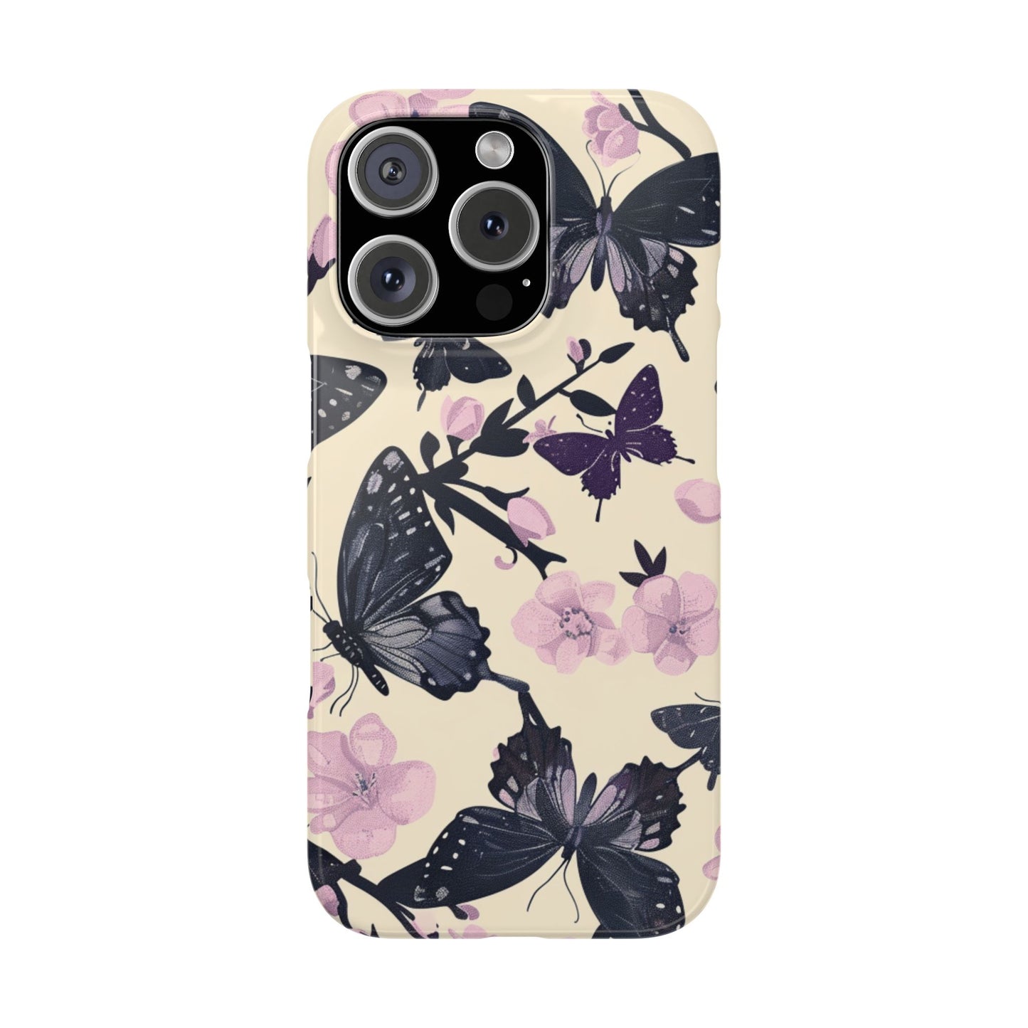 Butterfly Floral Slim Phone Cases, Elegant Butterfly Design, Nature Lover Gift, Phone Accessory, Stylish Cases for Women