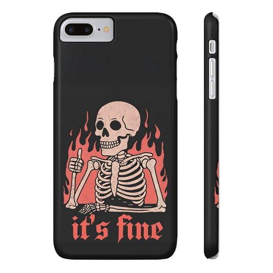 Skeleton It's Fine Phone Case, Slim Phone Cover, Halloween Gift, Gothic Style, Quirky Phone Accessories, Unique Slim Cases