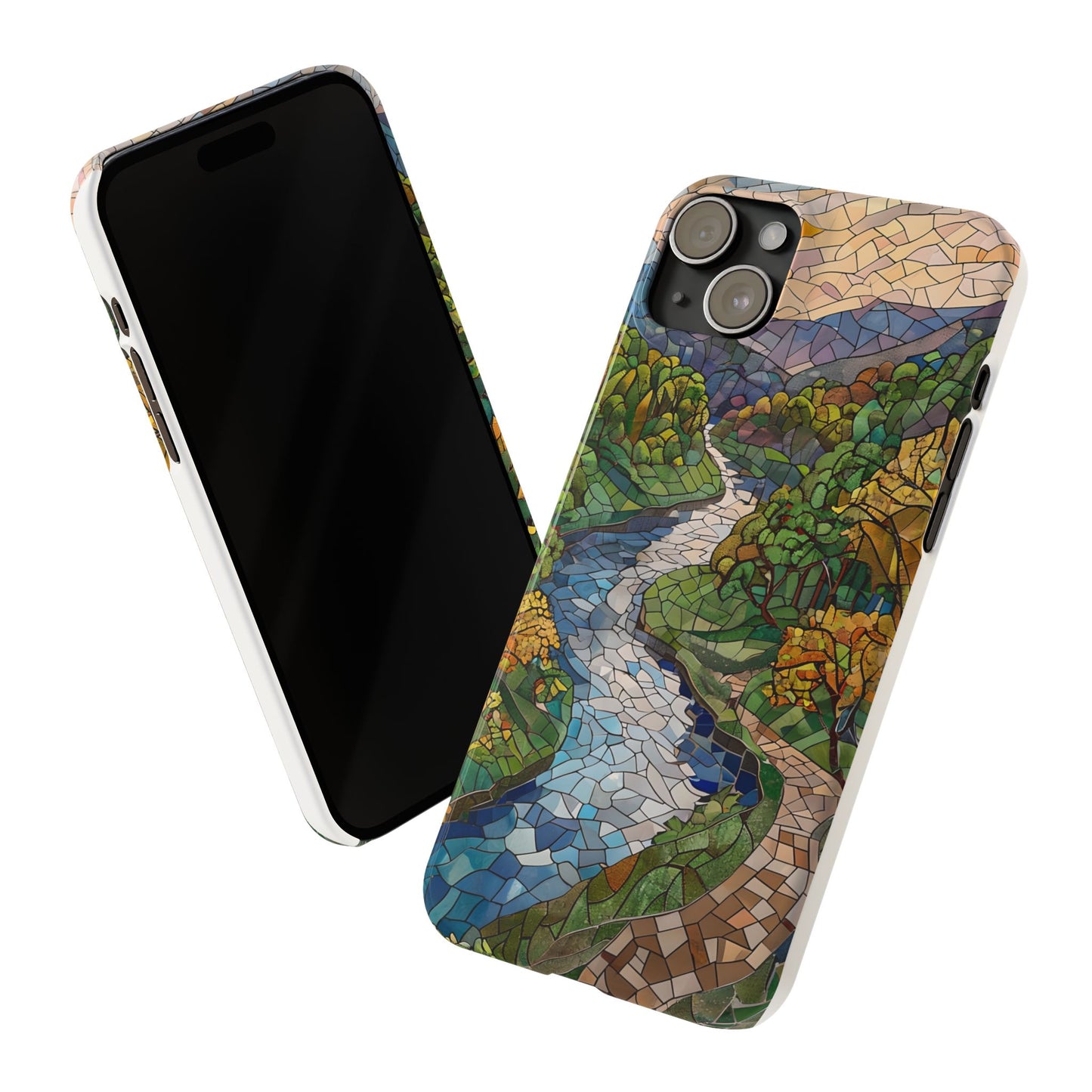 Cuyahoga Valley Mosaic Slim Phone Case, Midwest Forest Art, Scenic Nature Aesthetic, Unique Gift for Nature Lovers