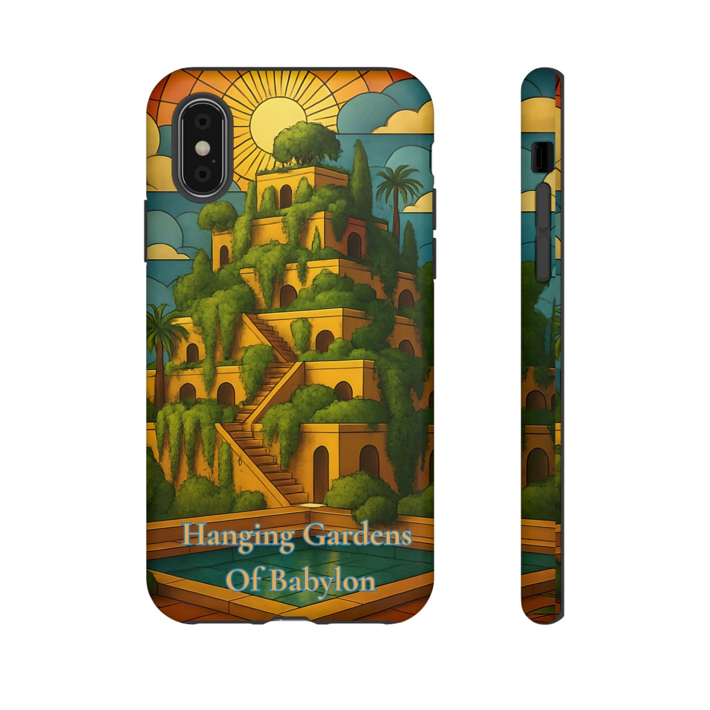 Hanging Gardens of Babylon Tough Phone Case Ancient World Wonder Art, Mythical Historic Aesthetic Compatible with iPhone, Galaxy, and Google