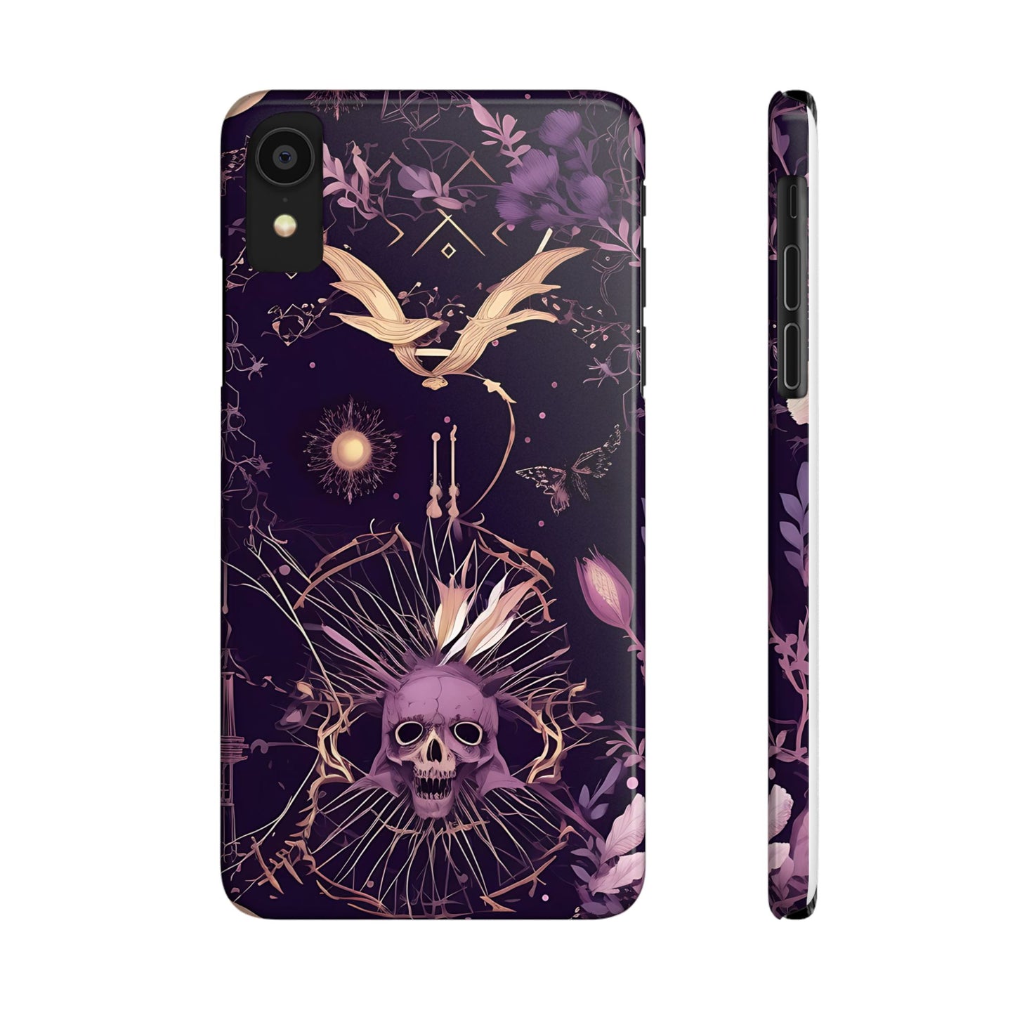Gothic Floral Slim Phone Cases, Ghostly Style Mobile Cover, Dark Aesthetic Gift, Unique Protective Case, Perfect for Halloween