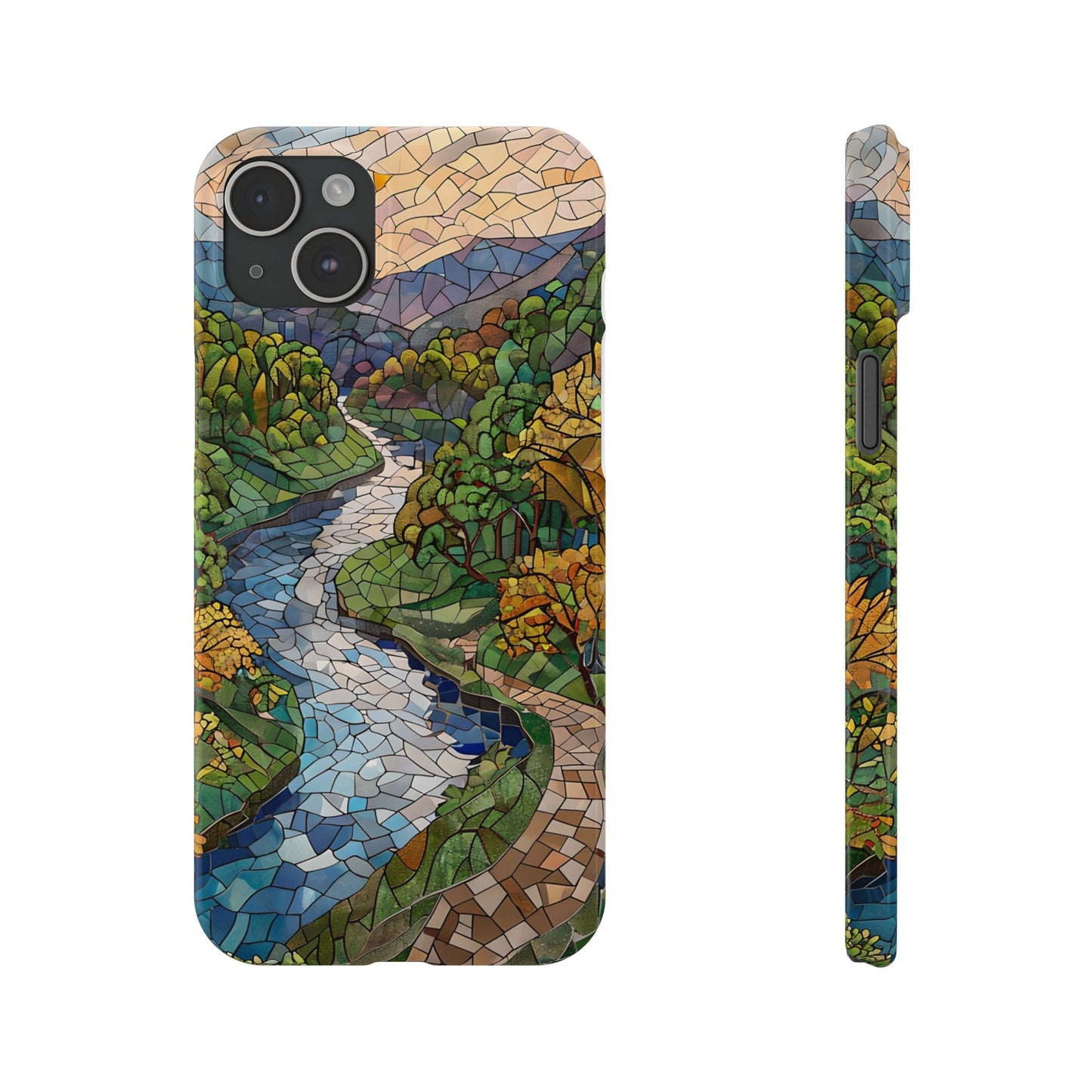 Cuyahoga Valley Mosaic Slim Phone Case, Midwest Forest Art, Scenic Nature Aesthetic, Unique Gift for Nature Lovers