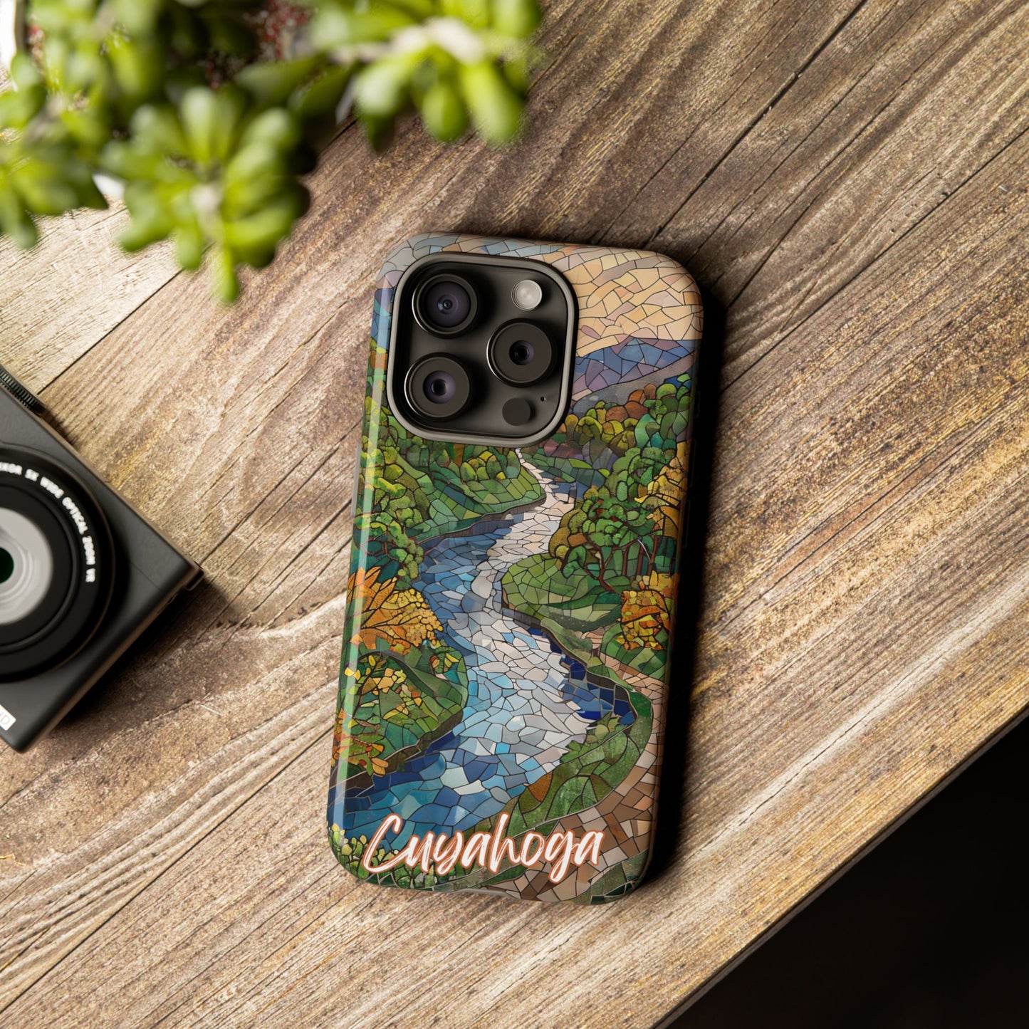 Cuyahoga Valley Mosaic Tough Phone Case - Midwest Forest Art, Scenic Nature Aesthetic, Compatible with iPhone, Galaxy, and Google Phones