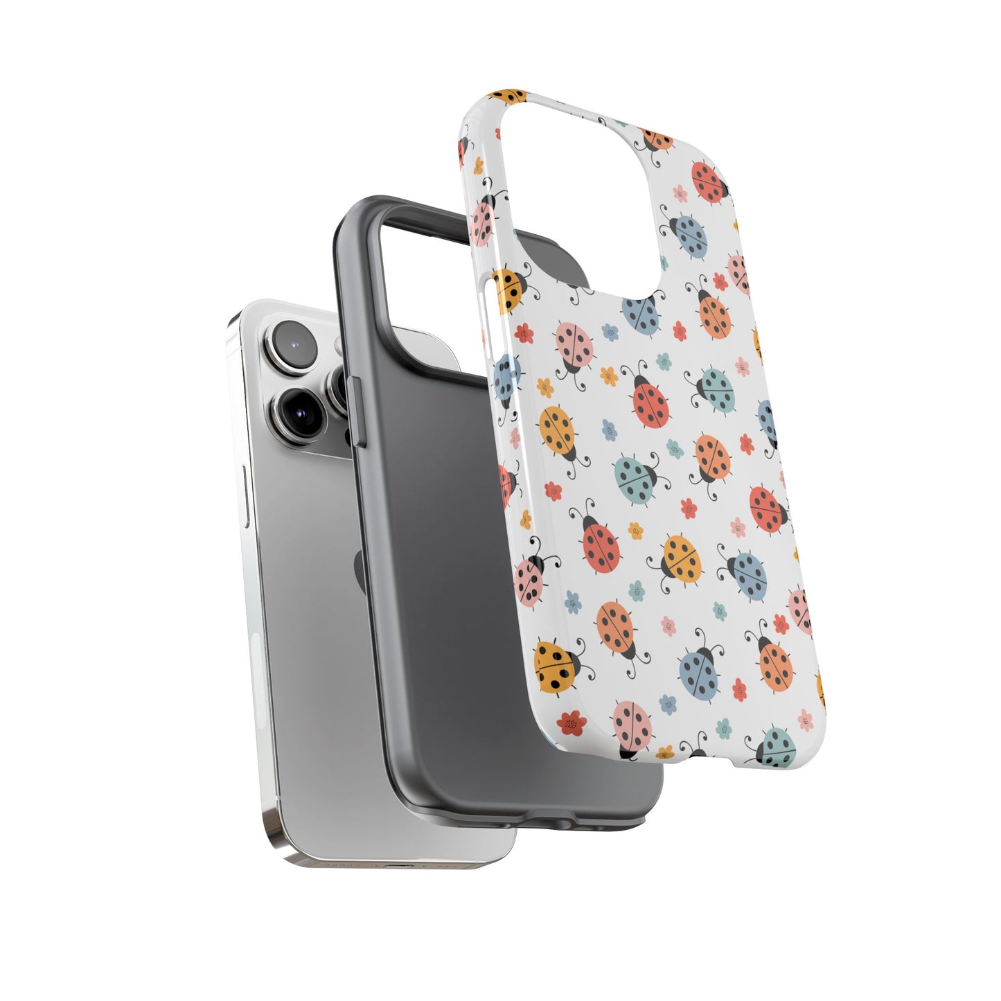 Ladybug Tough Phone Case - Cute Insect Aesthetic, Nature-Inspired Pattern Art, Compatible with iPhone, Galaxy, and Google Phones