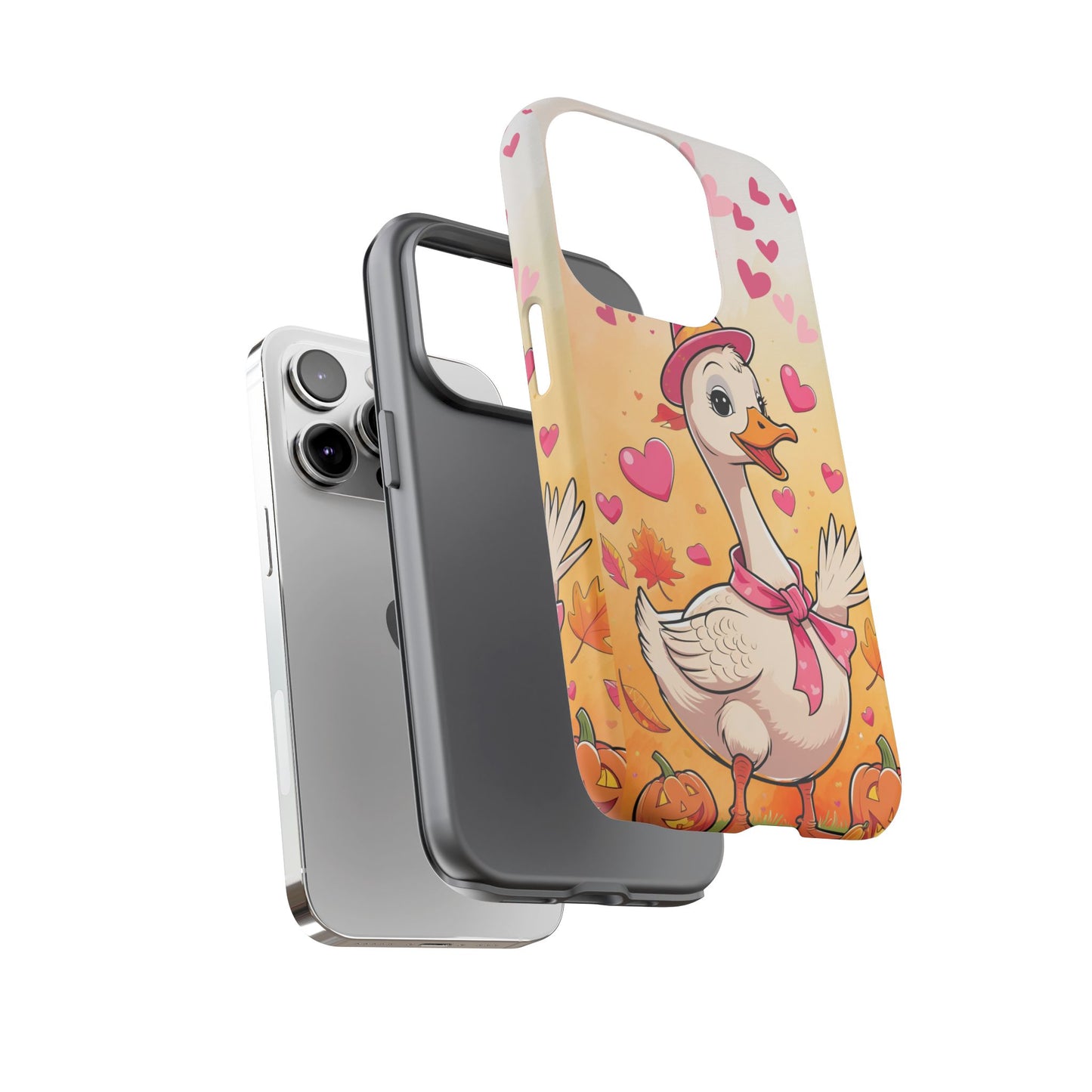 Summerween Silly Goose Phone Case, Coquette Halloween Phone Cover, Cozy Cute Halloween Aesthetic Case, Pink Hearts Fall Glam Girl Accessory