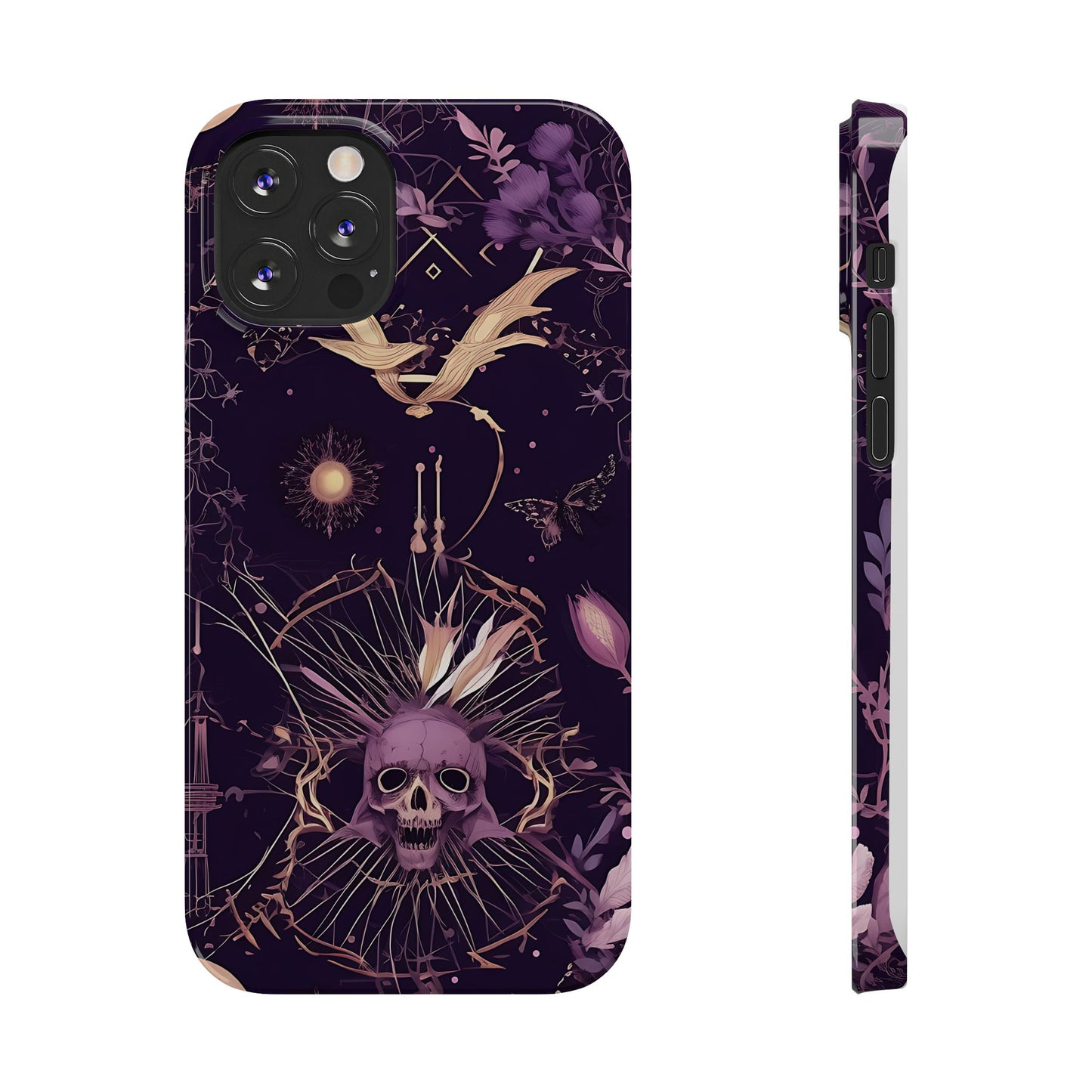 Gothic Floral Slim Phone Cases, Ghostly Style Mobile Cover, Dark Aesthetic Gift, Unique Protective Case, Perfect for Halloween